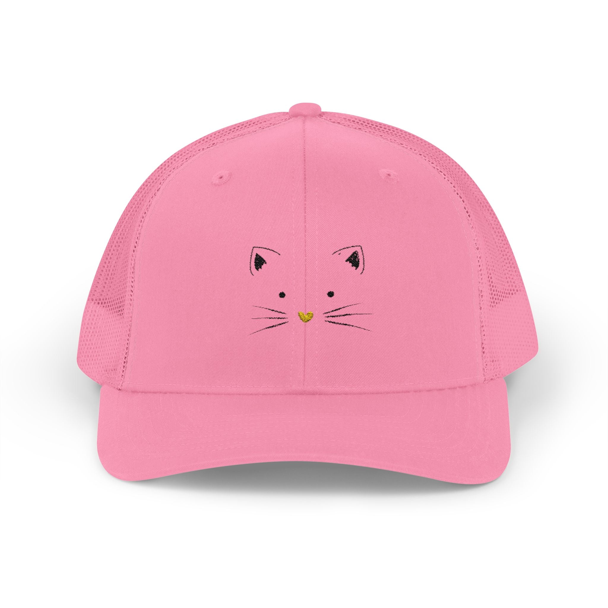 Cat Face Trucker Cap — Minimal Cute Kitty Snapback Hat