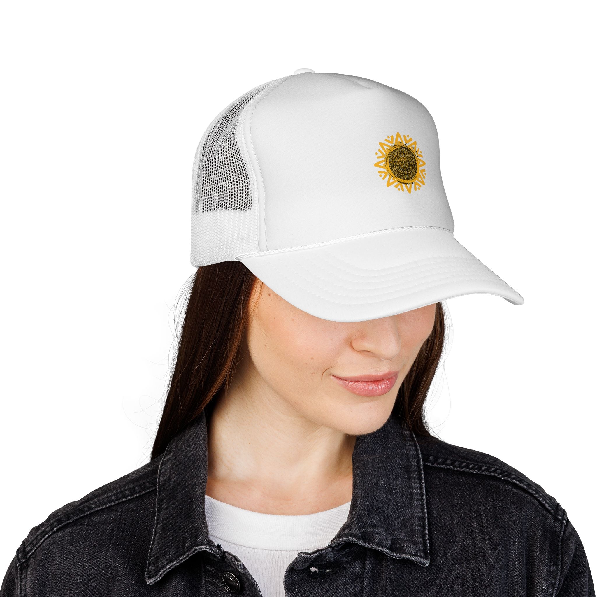 Sunflower Mandala Trucker Cap — Floral Mesh Back Hat for Outdoor & Casual Wear