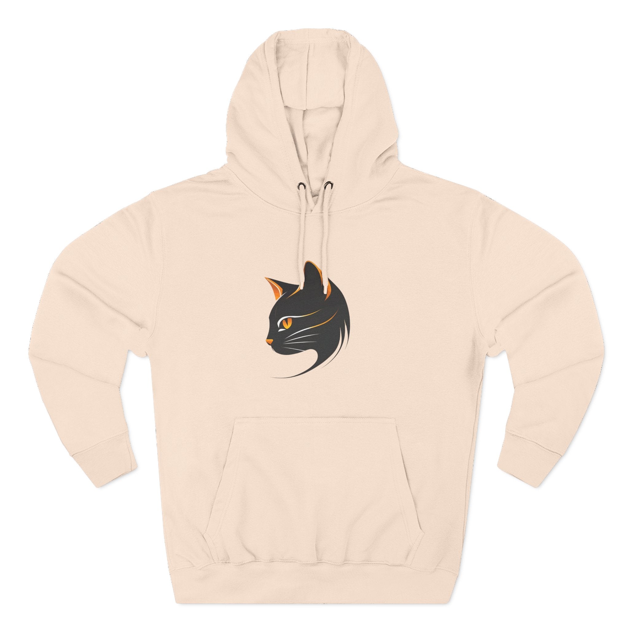 Cat Silhouette Fleece Hoodie, Cozy Cat Lover Gift, Warm Animal Hoodie, Perfect for Pet Owners, Cat-Themed Apparel