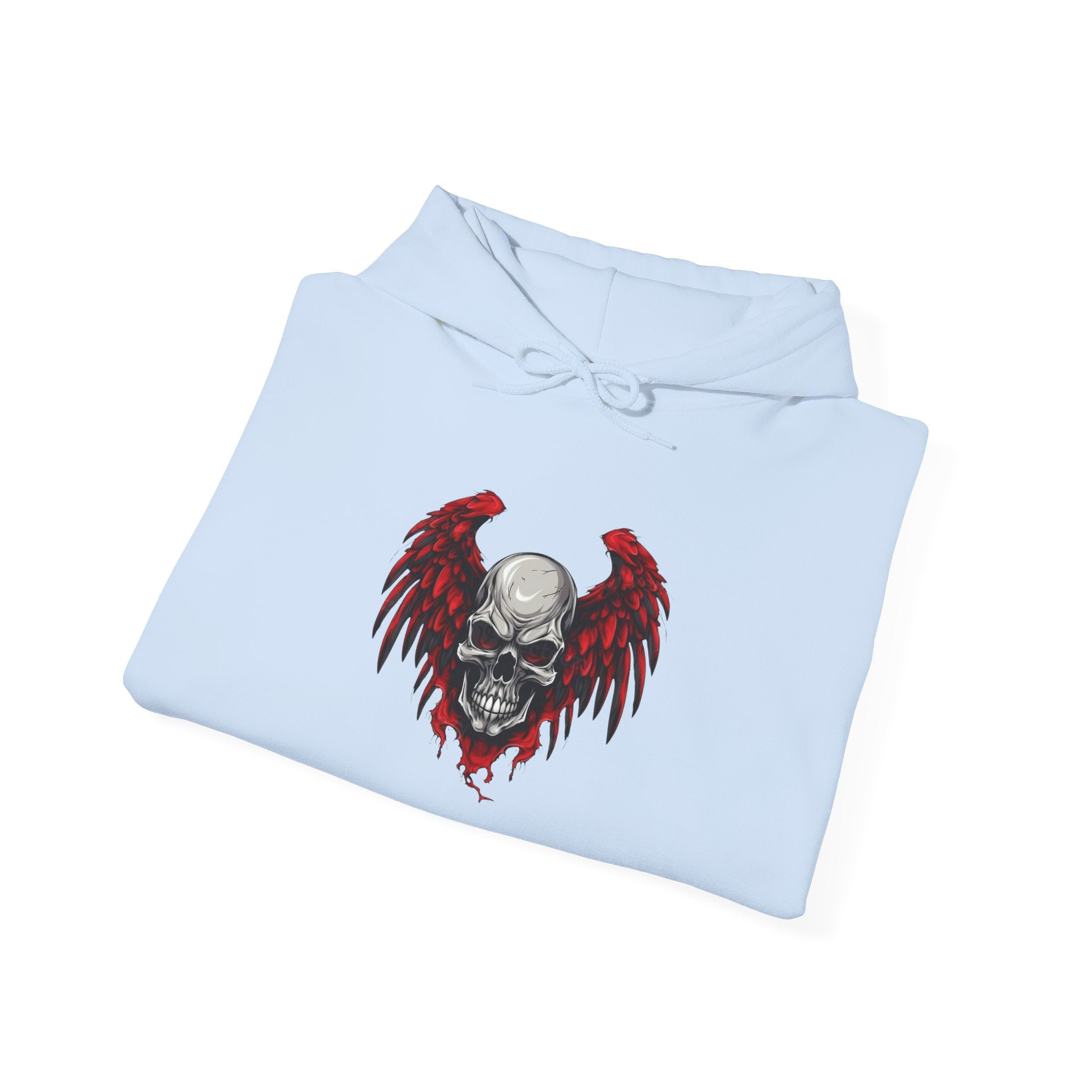 Gothic Skull Wings Hooded Sweatshirt - Perfect for Halloween, Casual Wear, Alternative Style, Gifts for Him/Her, Streetwear