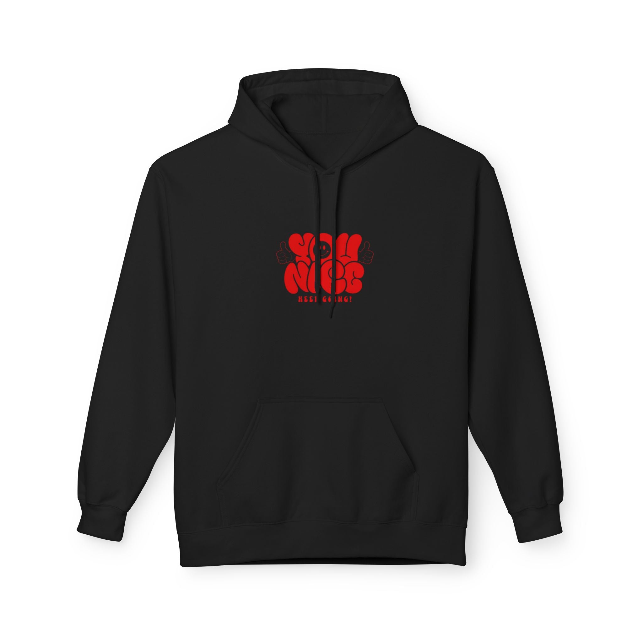 Nice Vibes Hoodie — Retro Red "Stay Nice" Graphic Sweatshirt