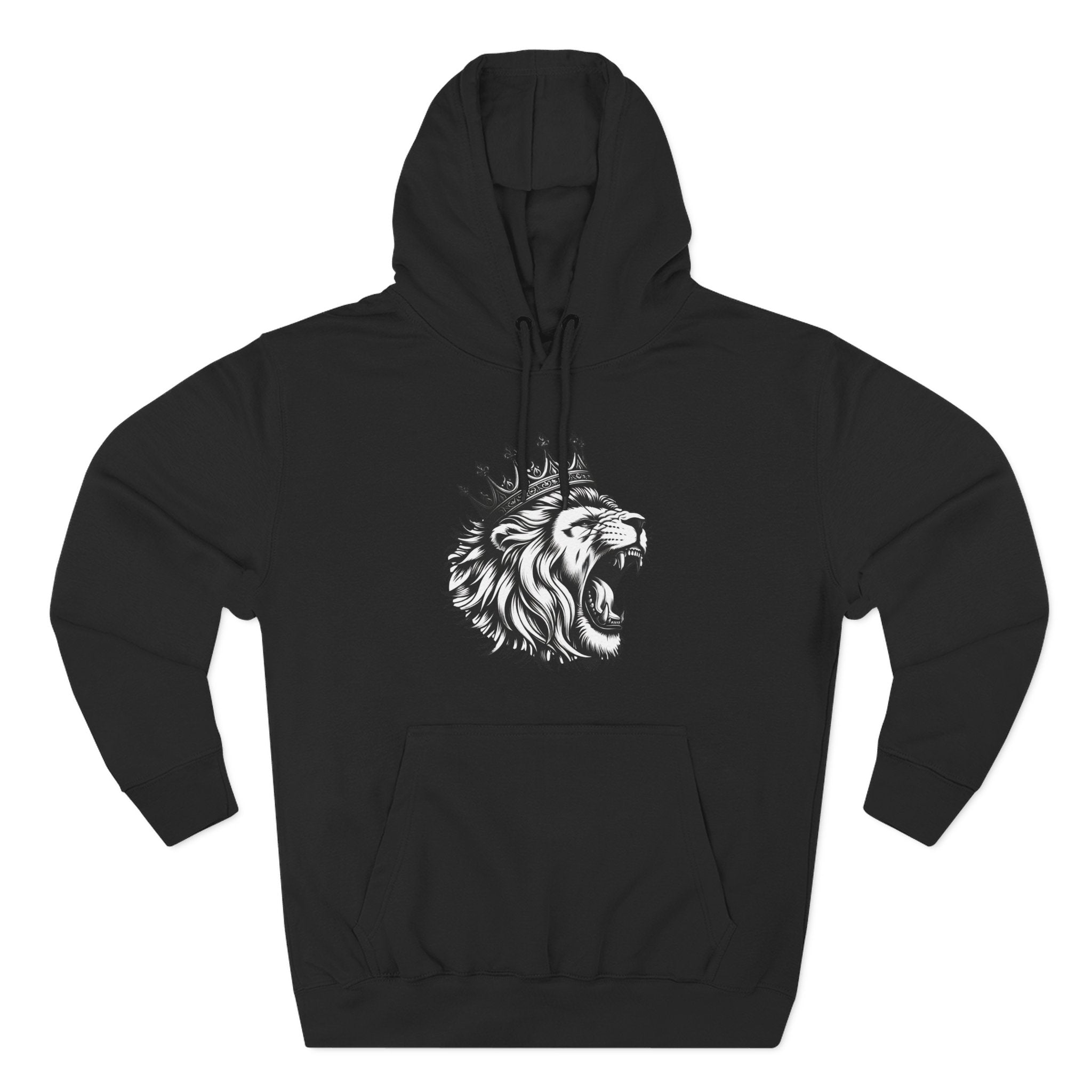 Courageous Lion Fleece Hoodie, Casual Streetwear, Unisex Hoodie, Gift for Lion Lovers, Cozy Warm Hoodie