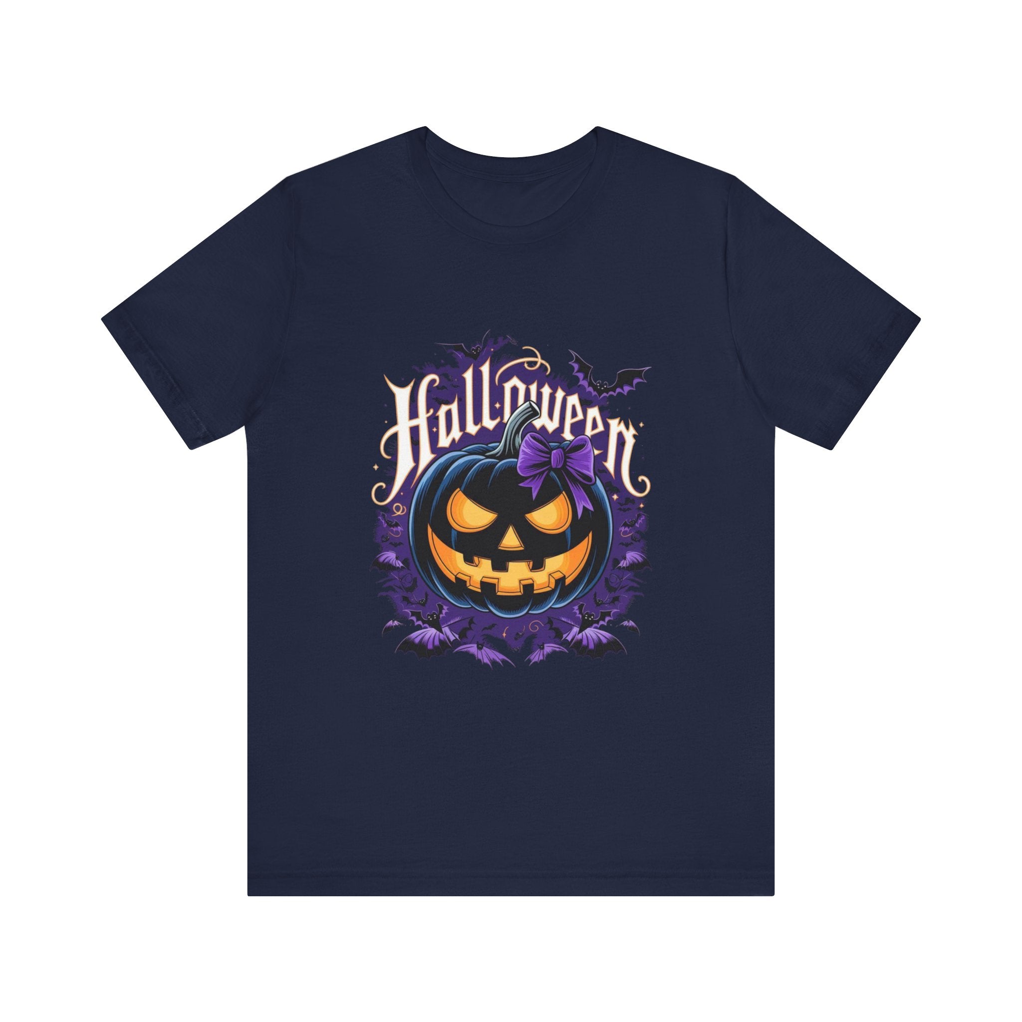 Halloween Pumpkin Tee - Unisex Jersey Short Sleeve Shirt, Spooky Season Wear, Fall Fashion, Halloween Party Outfit, Ghostly Fun