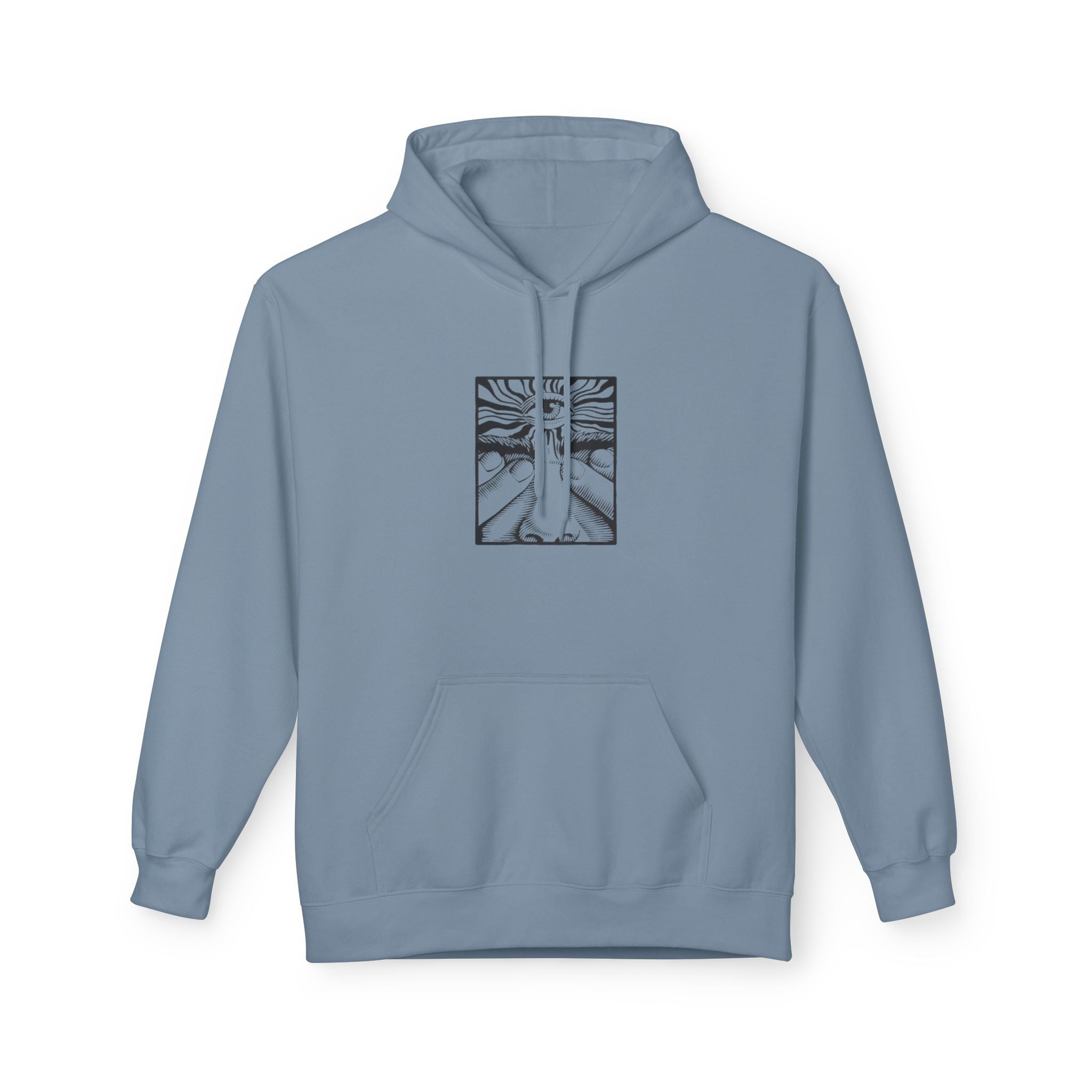 Minimalist Line Art Hoodie — Abstract Sunrise Hands Design