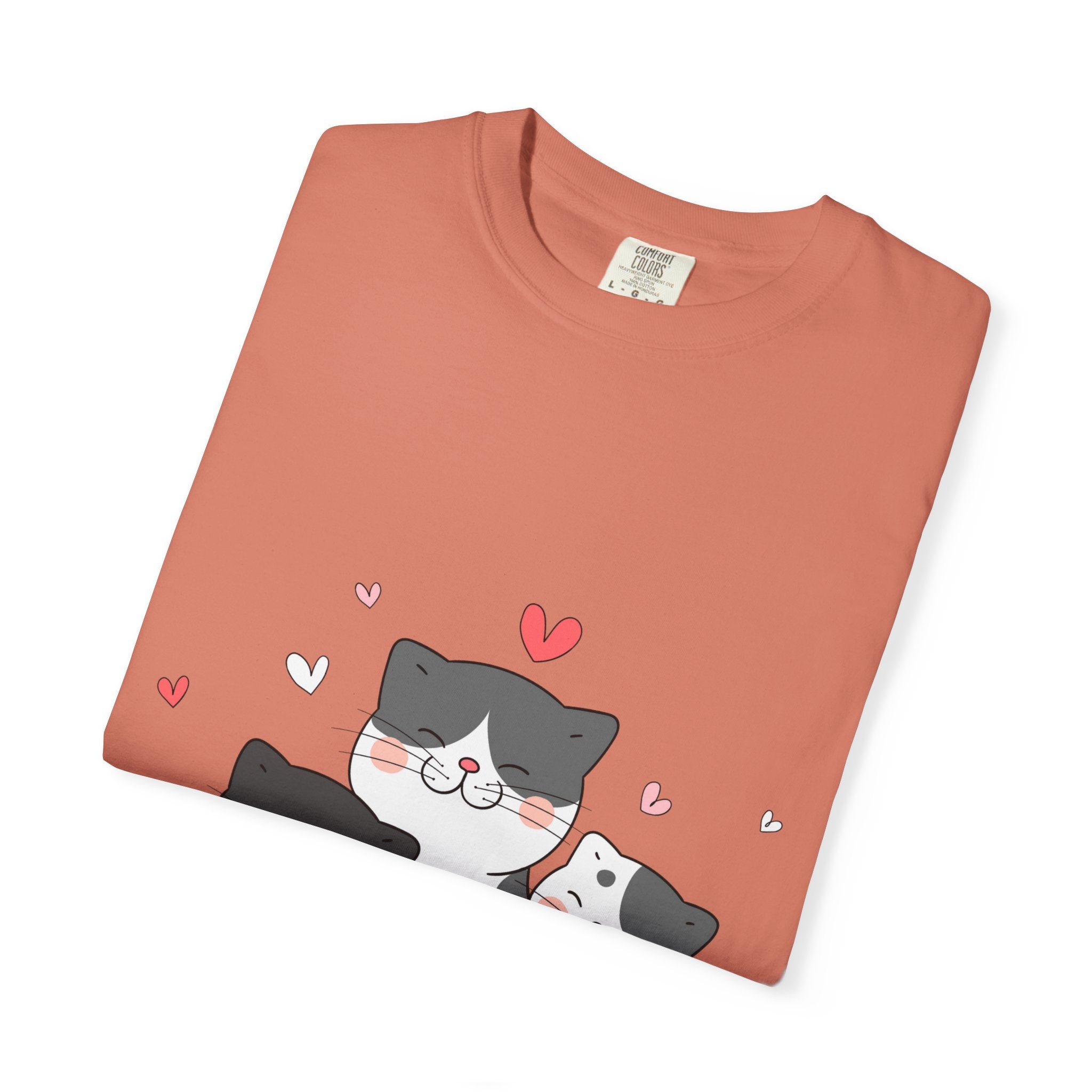Cat Trio T-Shirt — Cute Kawaii Cats with Hearts Tee