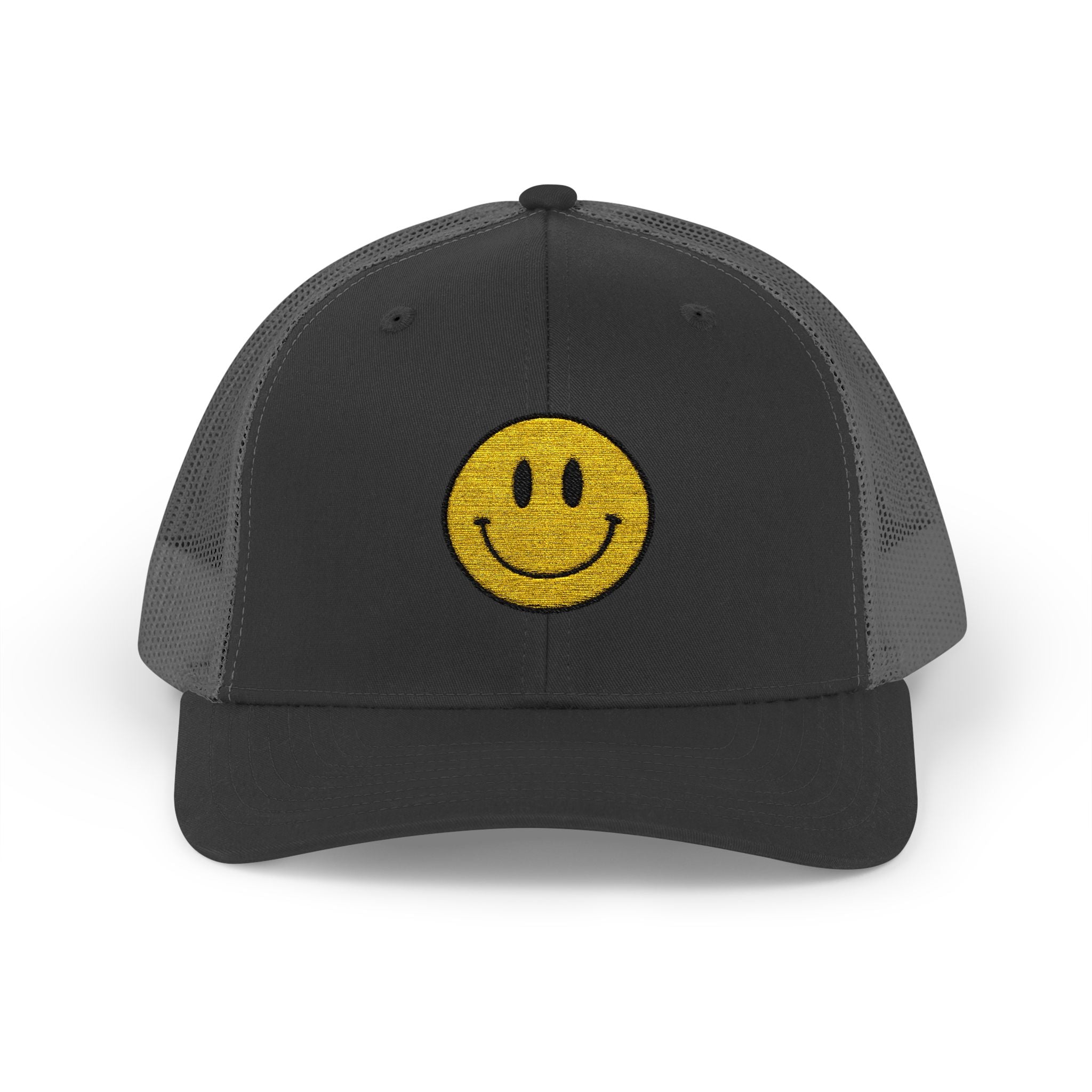 Happy Smile Snapback Trucker Cap - Playful Outdoor Hat, Perfect Gift for Friends, Festivals, Everyday Wear, Smiley Design