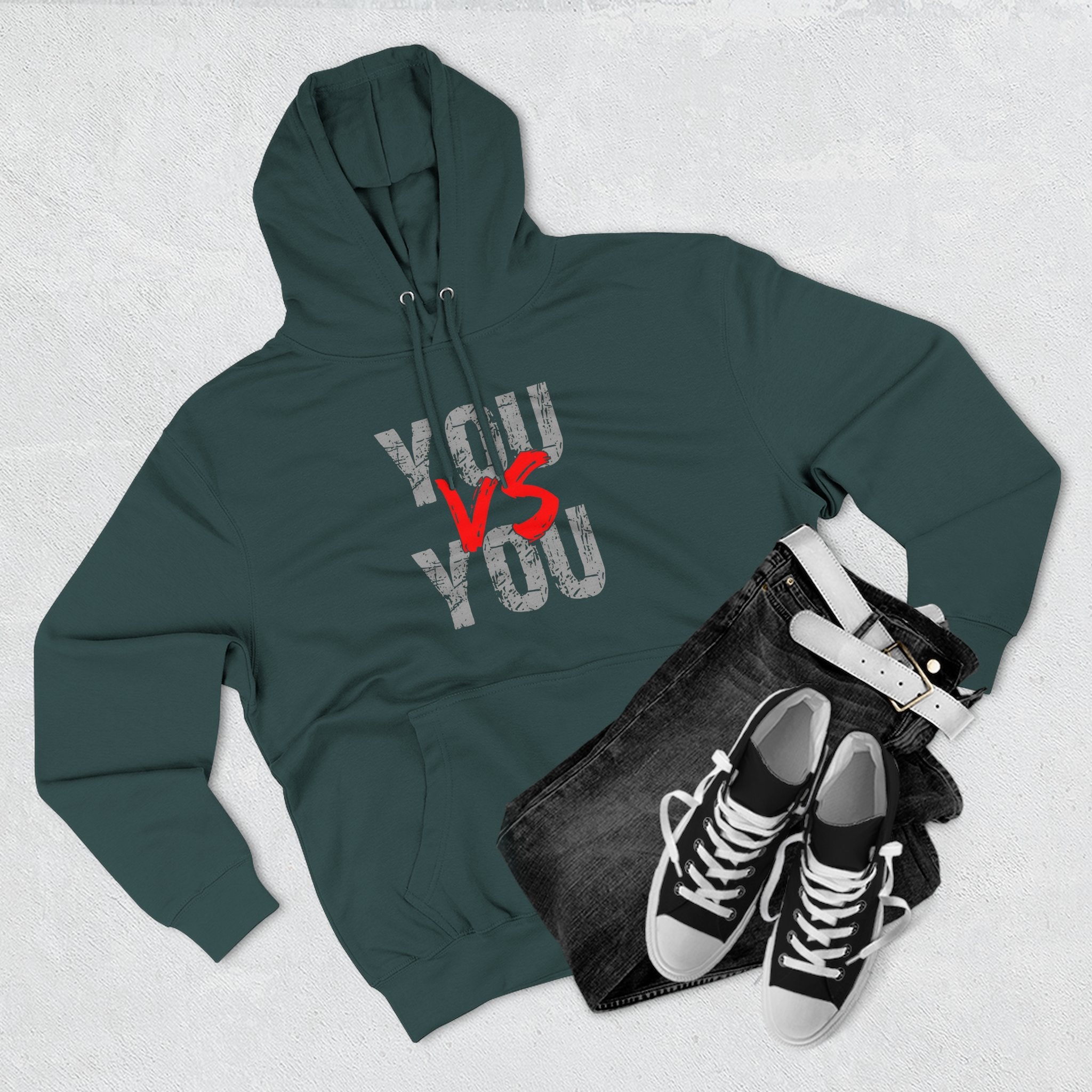 YOU vs YOU Three-Panel Fleece Hoodie, Motivational Sweatshirt, Unisex Hoodie, Workout Apparel, Self-Improvement Gift