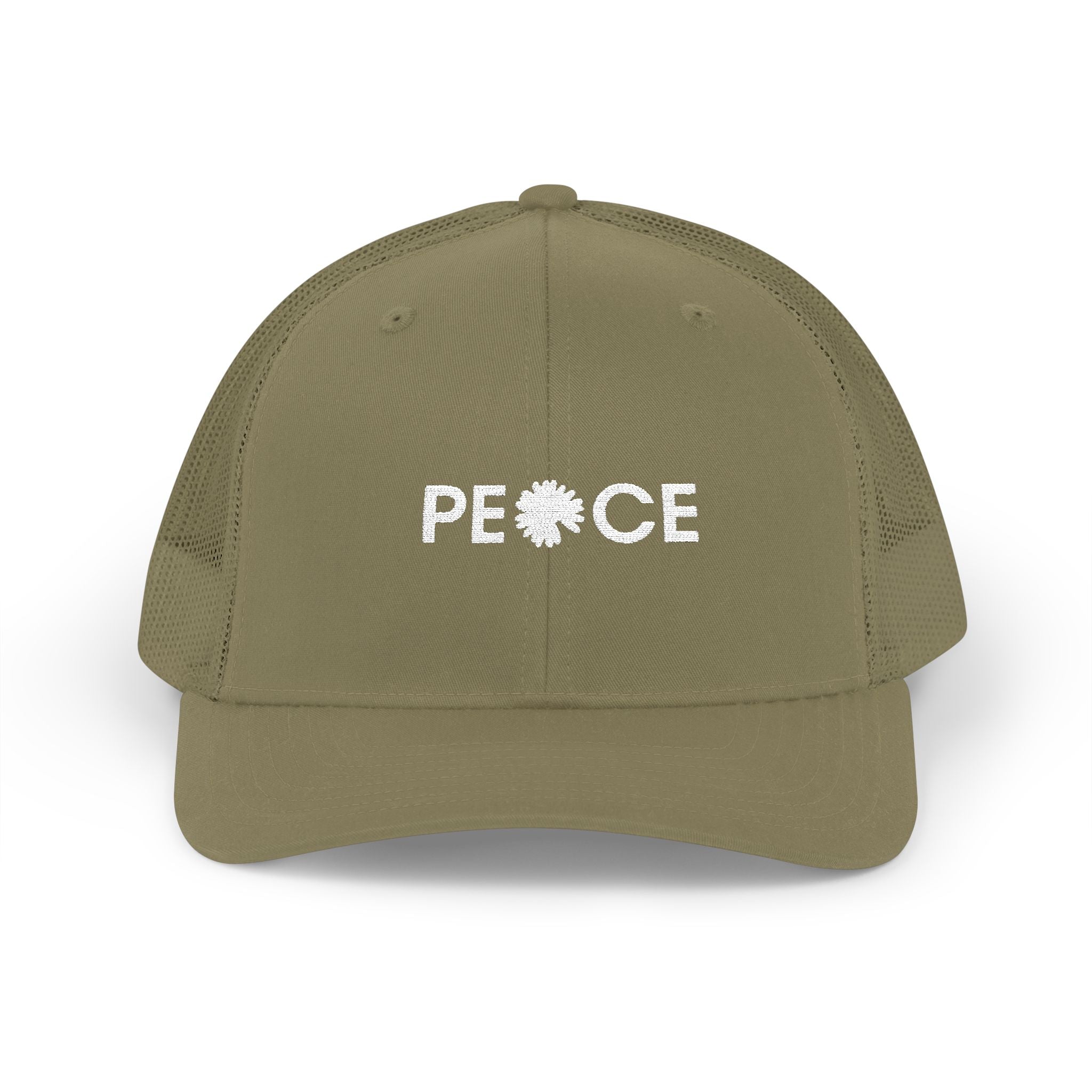 Peace Daisy Embroidered Trucker Cap
