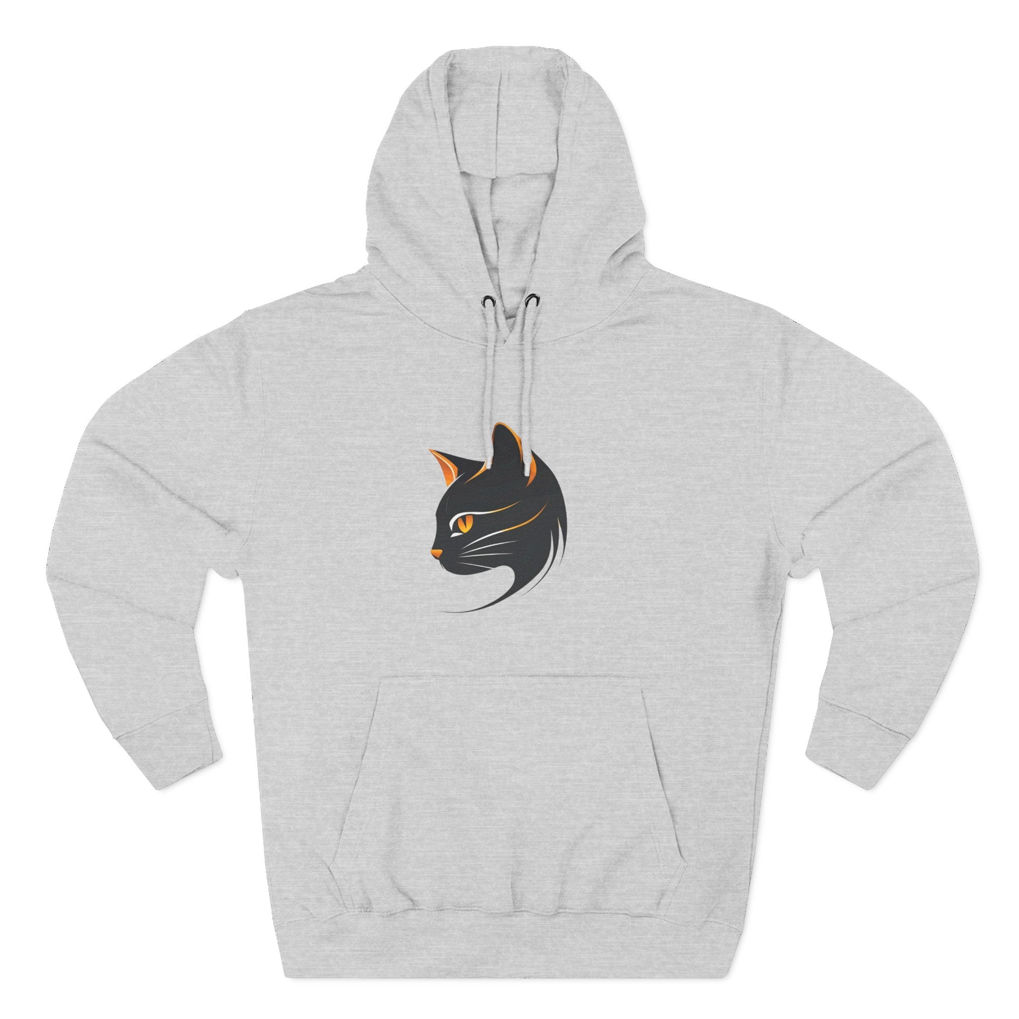 Cat Silhouette Fleece Hoodie, Cozy Cat Lover Gift, Warm Animal Hoodie, Perfect for Pet Owners, Cat-Themed Apparel