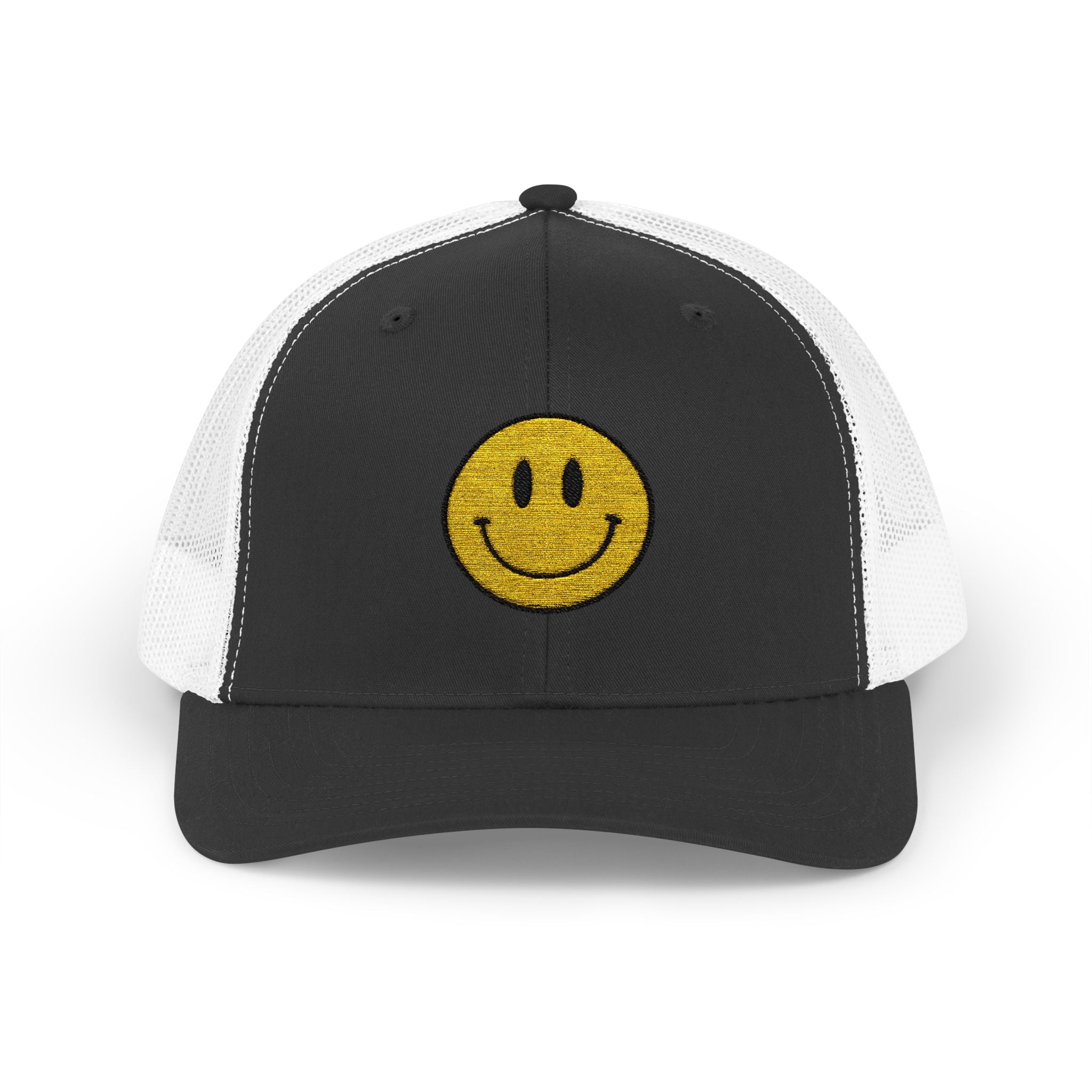 Happy Smile Snapback Trucker Cap - Playful Outdoor Hat, Perfect Gift for Friends, Festivals, Everyday Wear, Smiley Design