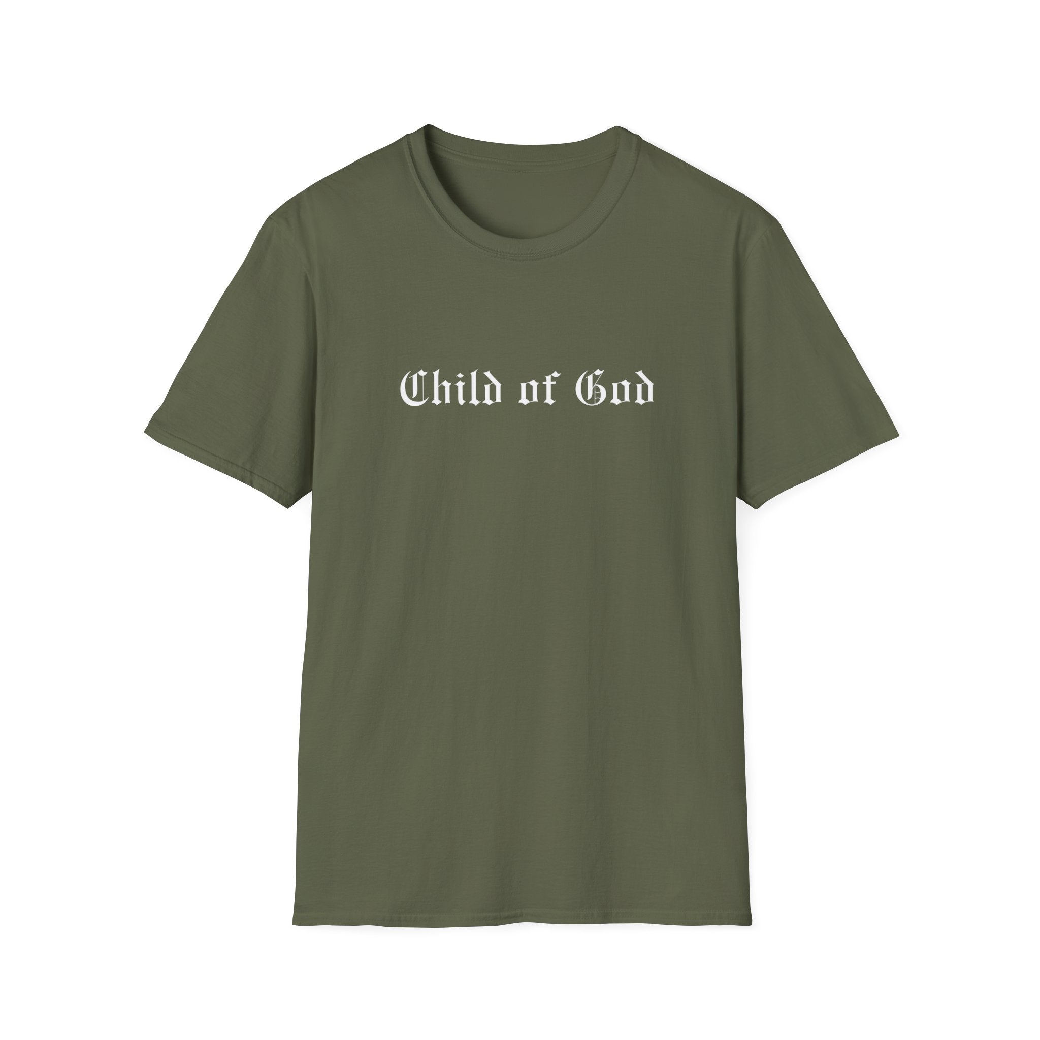 Child of God T-Shirt — Gothic Script Faith Tee with Bible Verse (Christian Apparel)