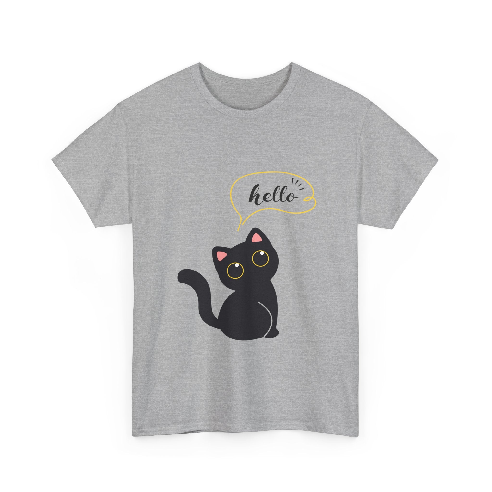 Cute Cat Hello Tee, Unisex Cotton Shirt, Cat Lover Gift, Funny Cat T-Shirt, Pet Lover Merchandise, Cozy Everyday Wear