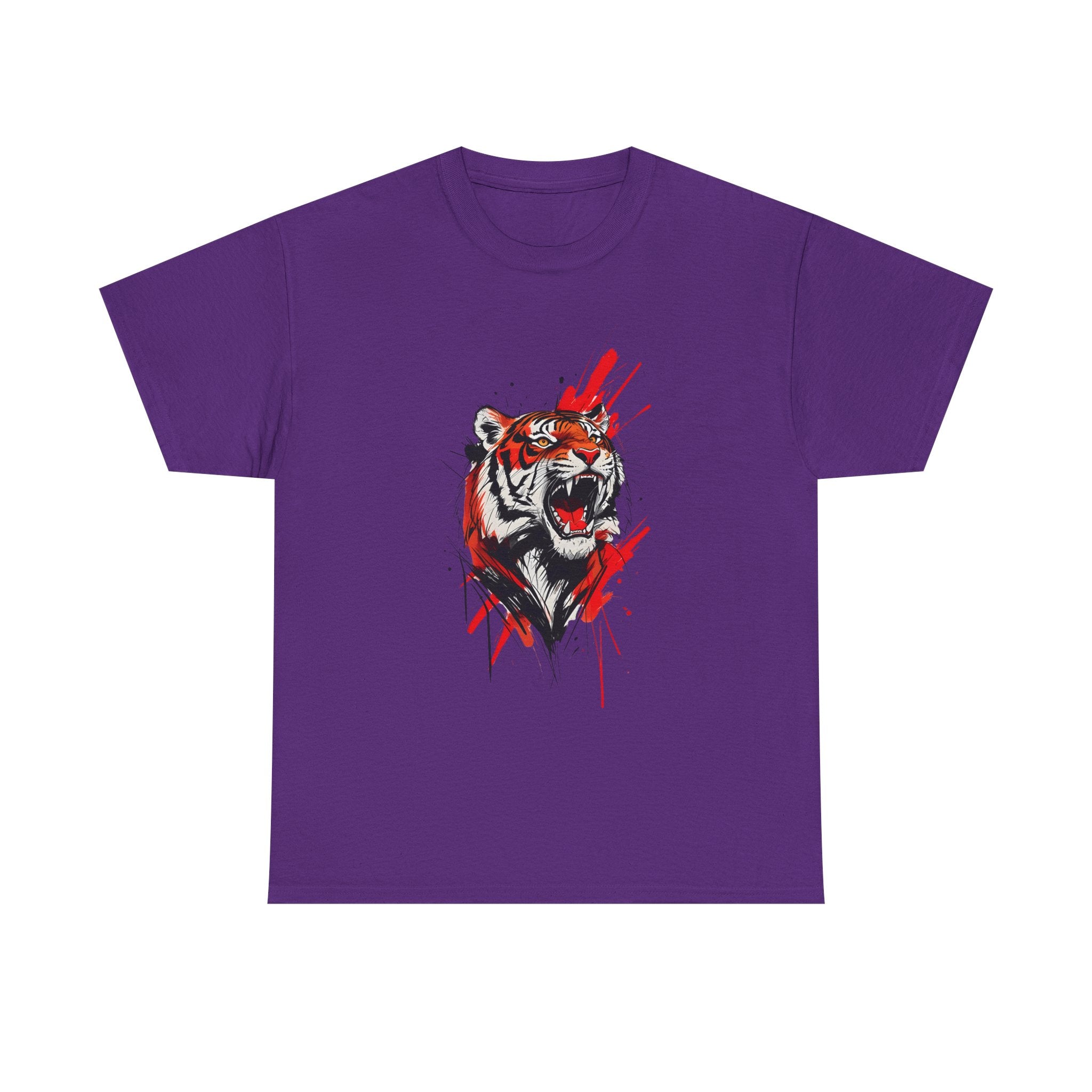 Ferocious Tiger Unisex Heavy Cotton Tee, Animal Lover Shirt, Graphic Tee, Wildlife Shirt, Gift for Her, Gift for Him