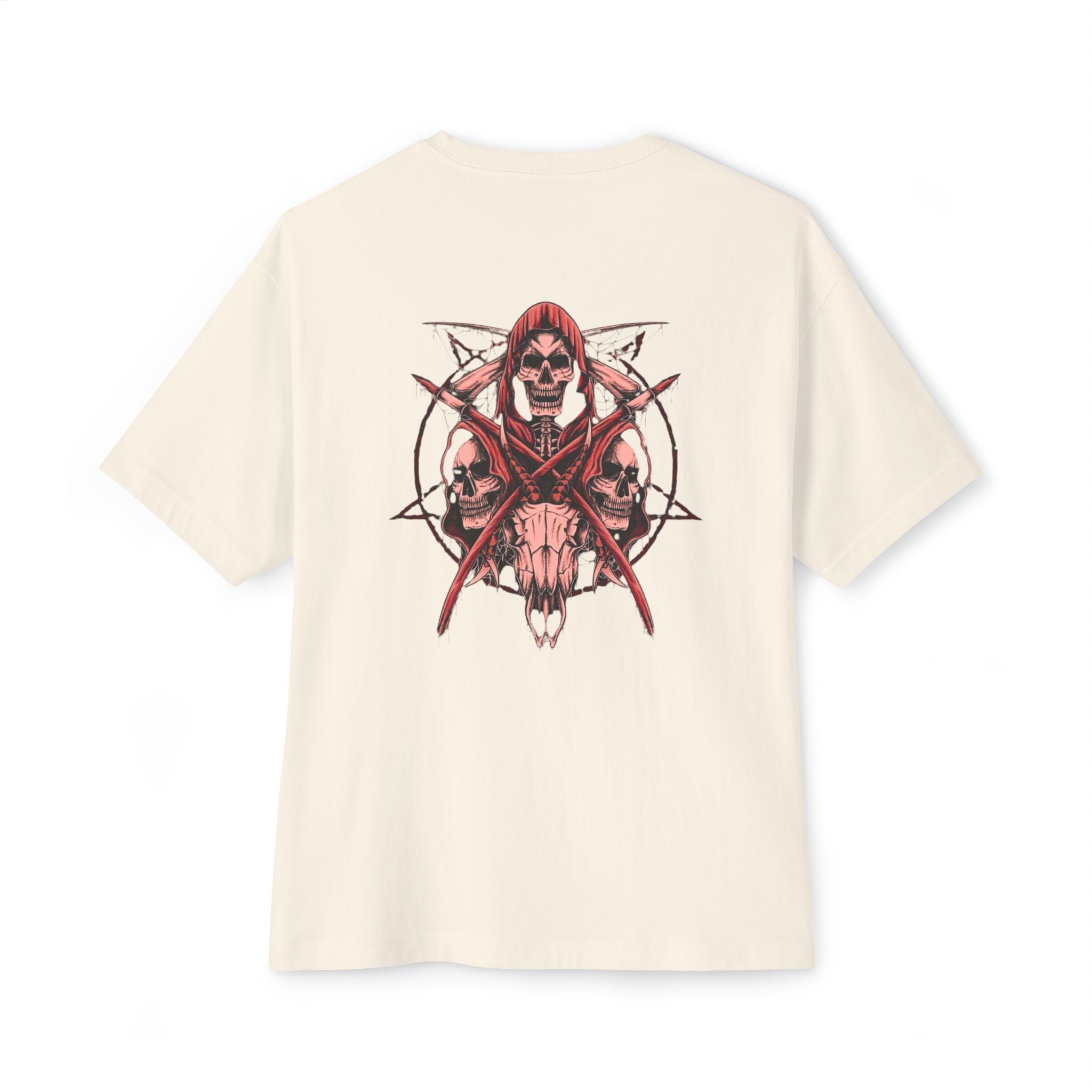 Reaper Skull Graphic Tee — Gothic Skull & Hooded Grim Reaper Design