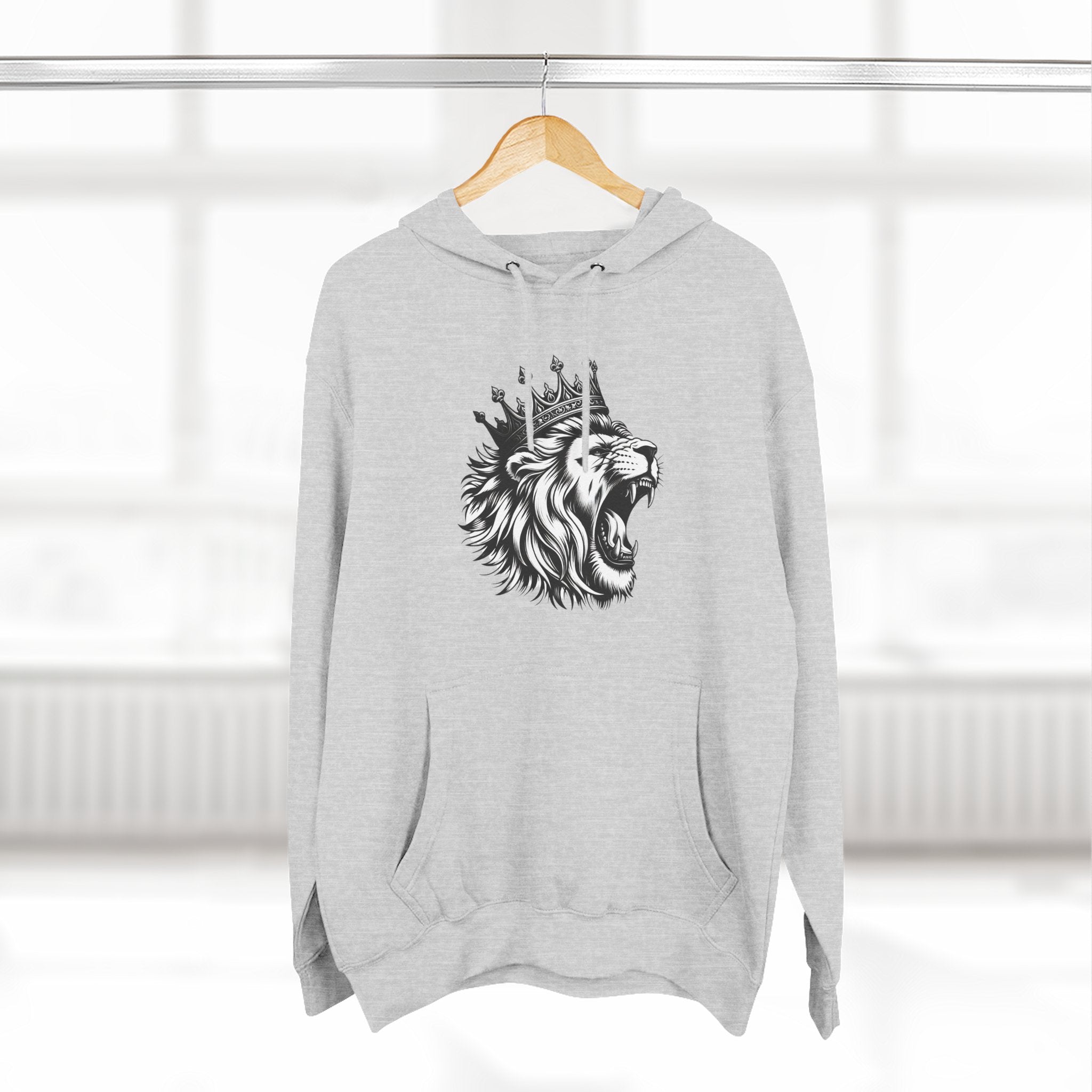 Courageous Lion Fleece Hoodie, Casual Streetwear, Unisex Hoodie, Gift for Lion Lovers, Cozy Warm Hoodie