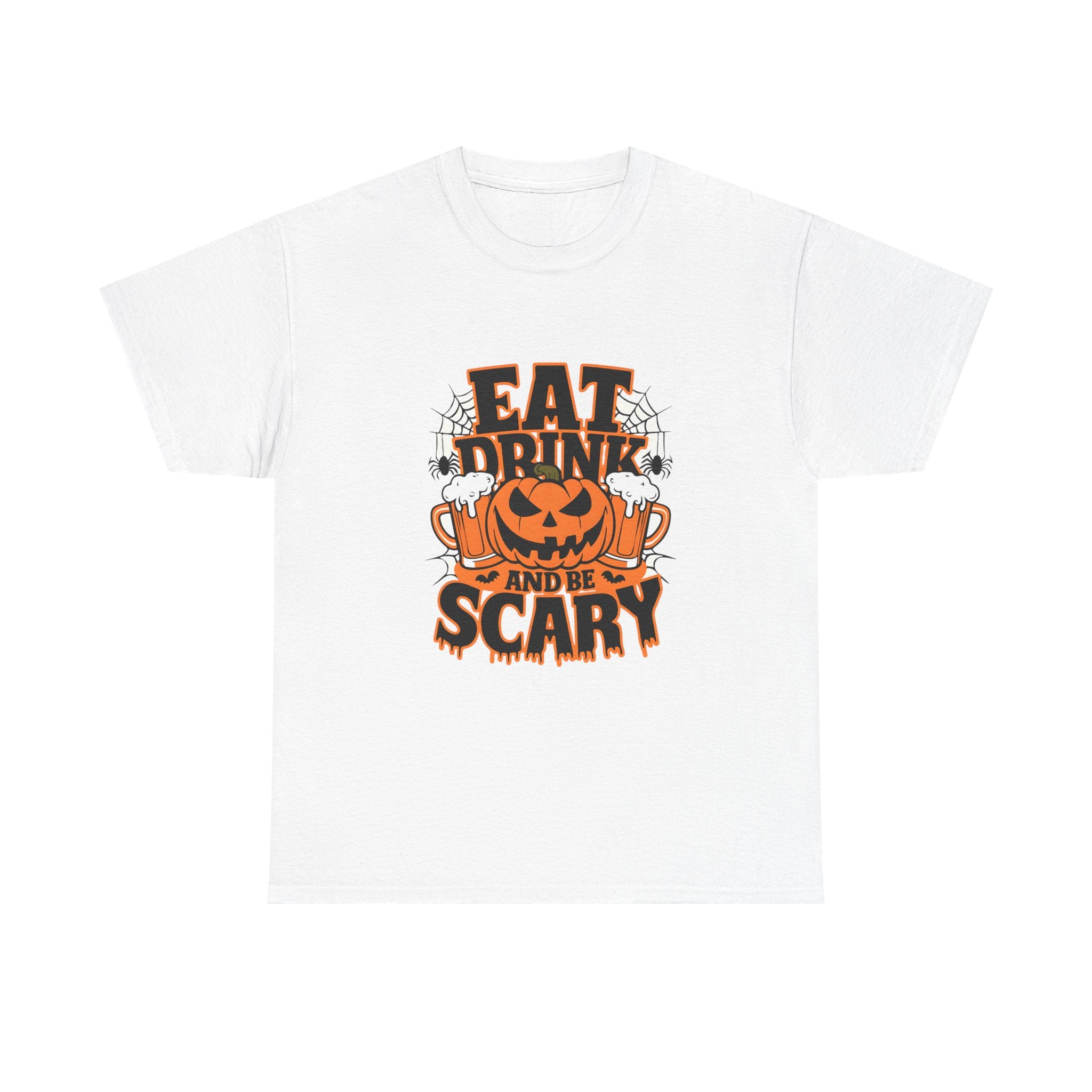 Halloween Fun Unisex Tee - Eat, Drink, and Be Scary Shirt, Autumn Apparel, Spooky Party T-Shirt, October Fest Top, Halloween Gift