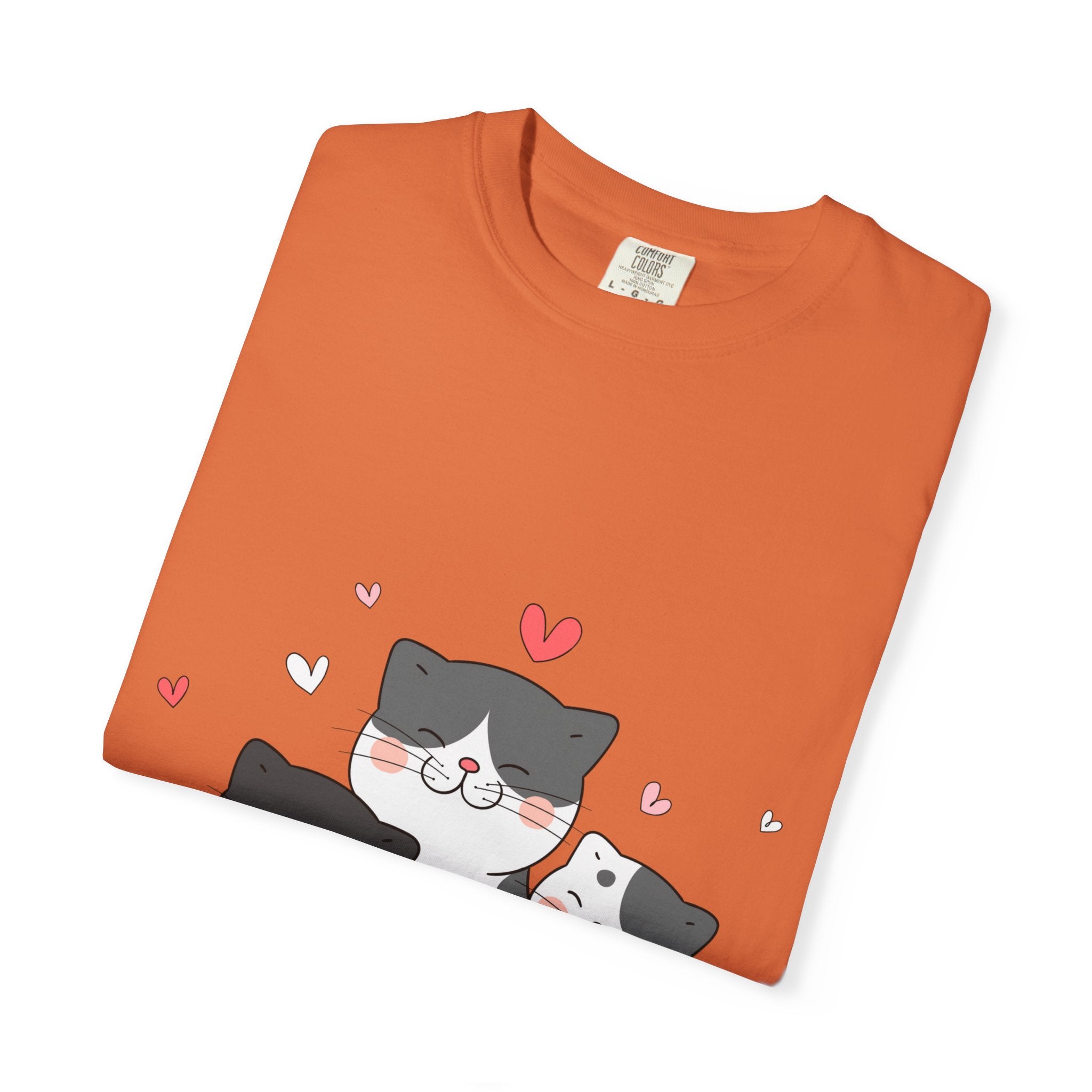 Cat Trio T-Shirt — Cute Kawaii Cats with Hearts Tee