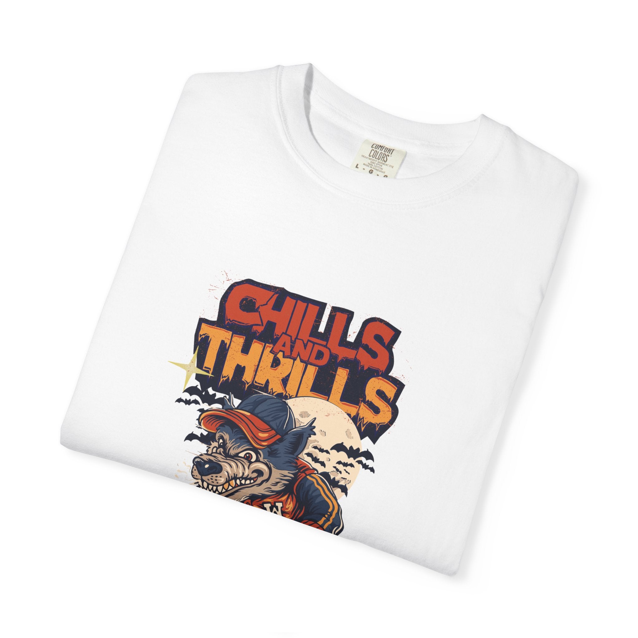 Chills and Thrills Graphic T-Shirt, Unisex Tee, Halloween Apparel, Skateboarder Shirt, Spooky Casual Wear, Perfect Gift for Fall