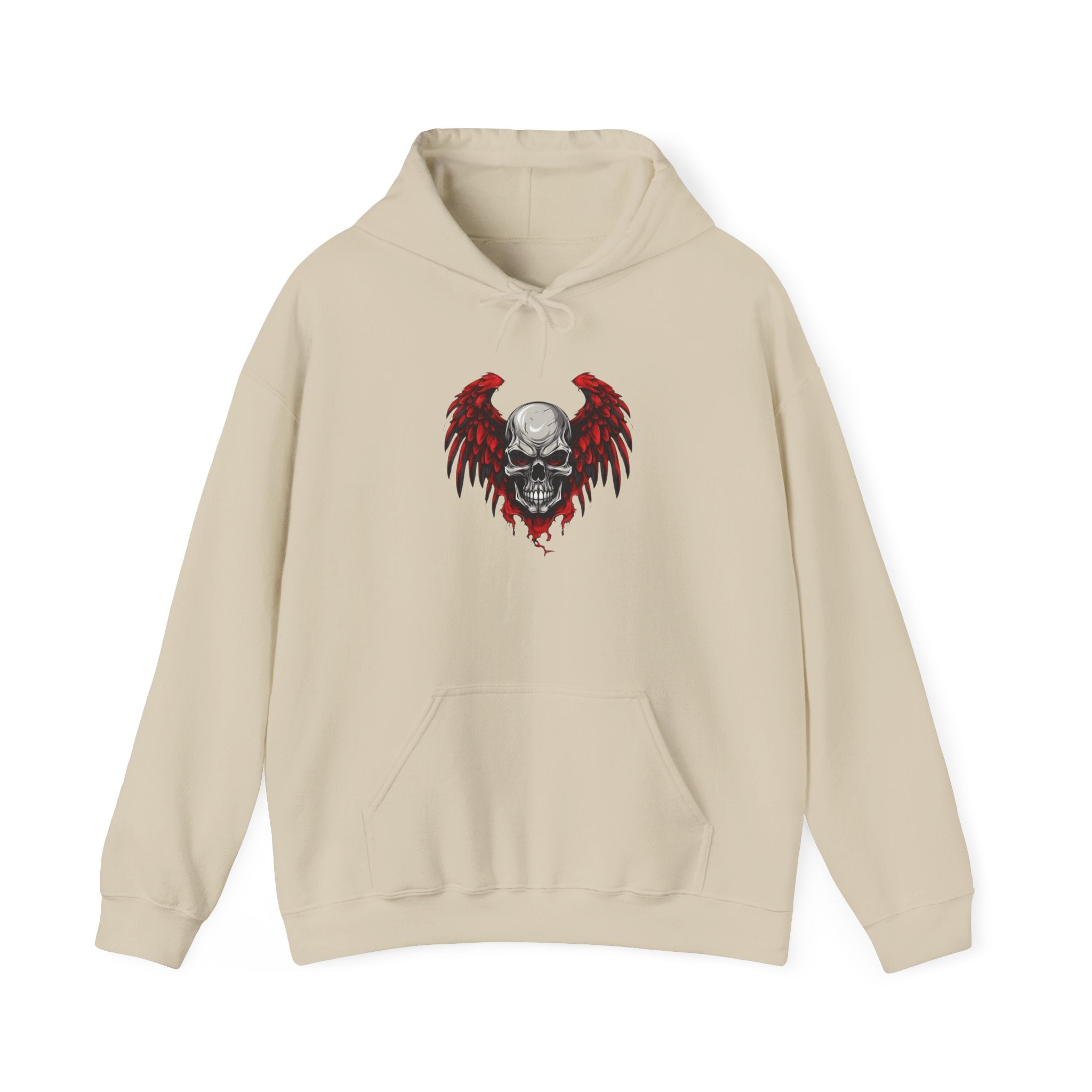Gothic Skull Wings Hooded Sweatshirt - Perfect for Halloween, Casual Wear, Alternative Style, Gifts for Him/Her, Streetwear