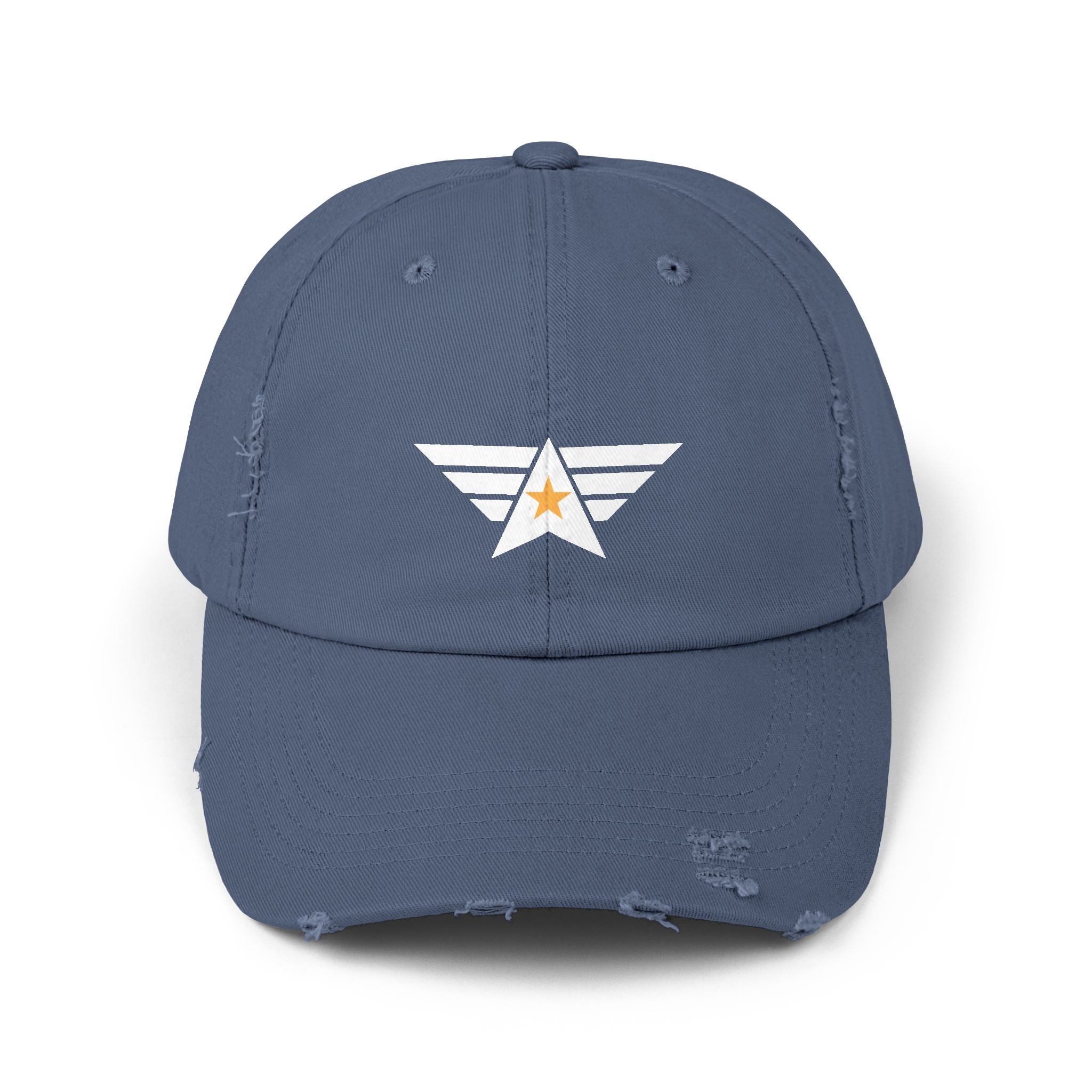 Distressed Unisex Cap with Star Emblem