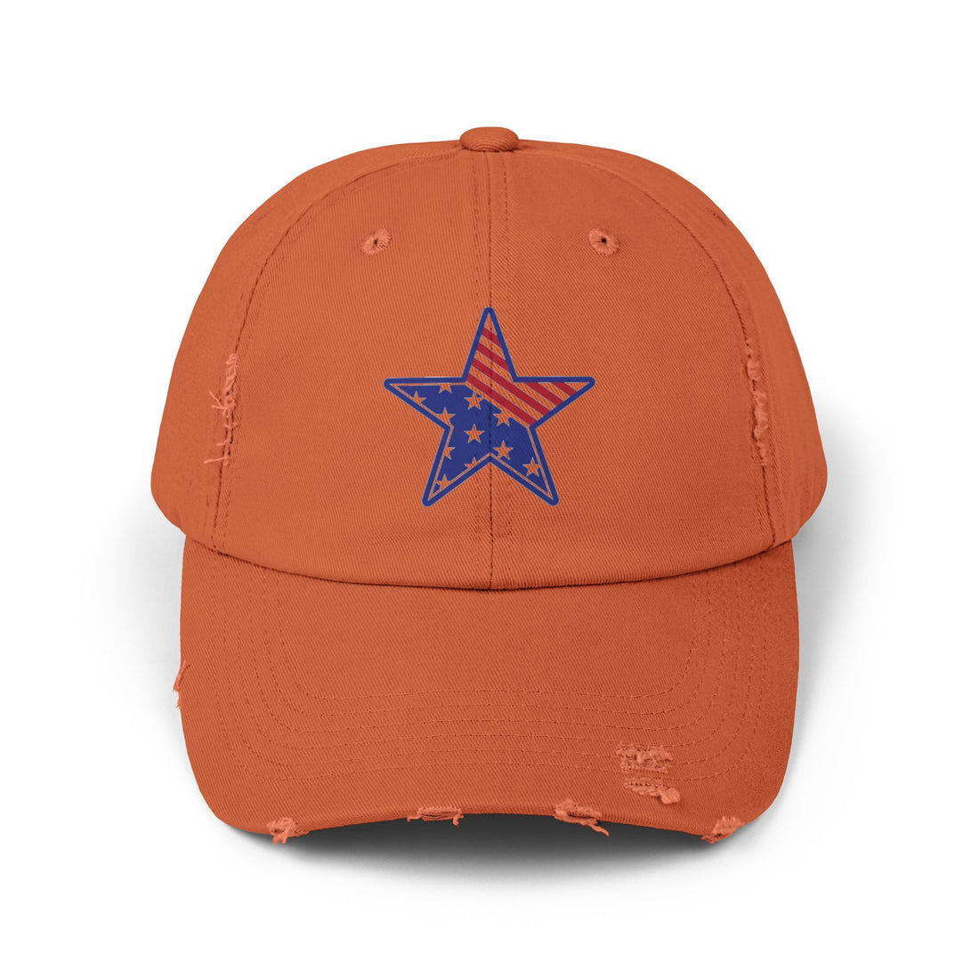 Distressed Baseball Cap with American Flag Star - Patriotic Dad Hat for 4th of July