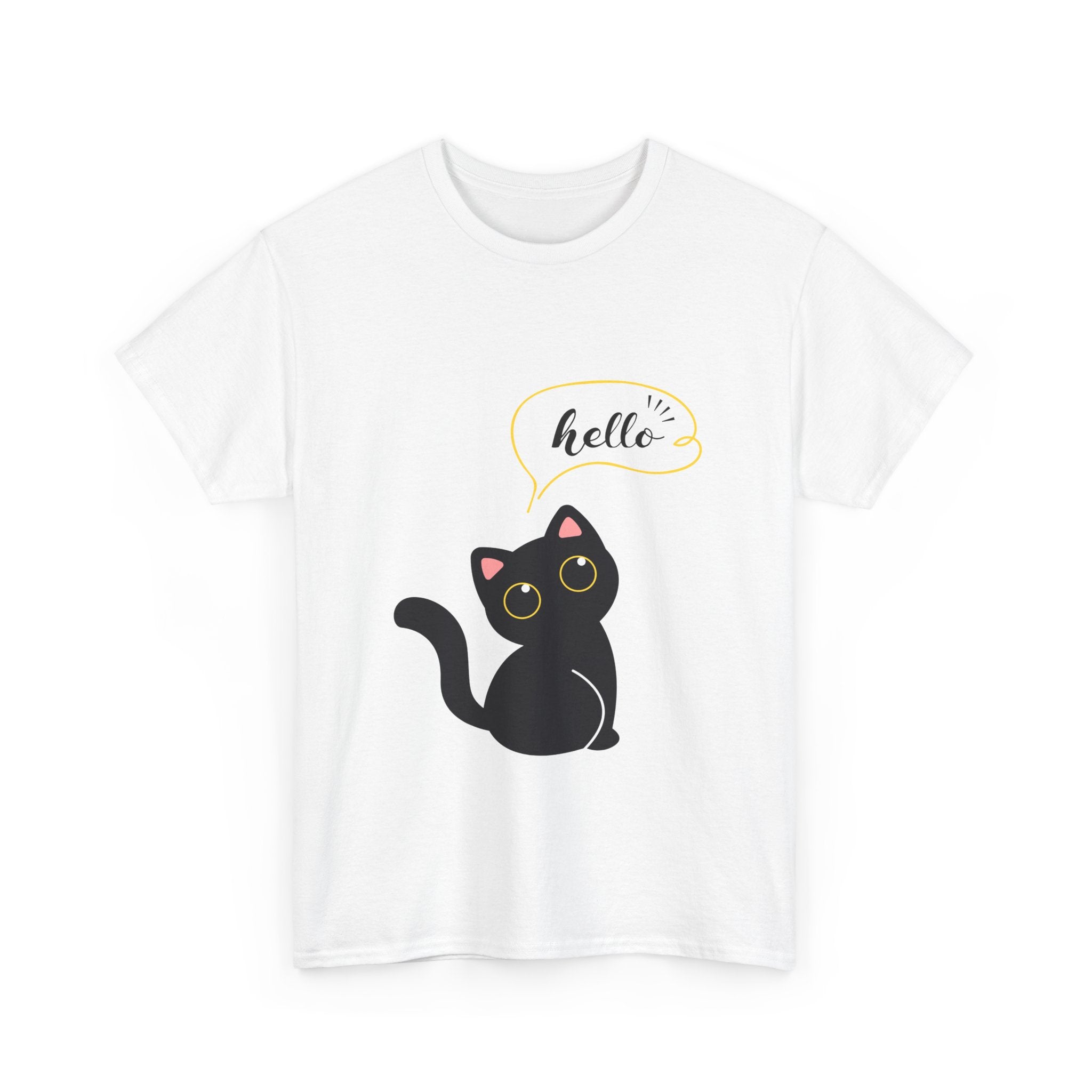 Cute Cat Hello Tee, Unisex Cotton Shirt, Cat Lover Gift, Funny Cat T-Shirt, Pet Lover Merchandise, Cozy Everyday Wear