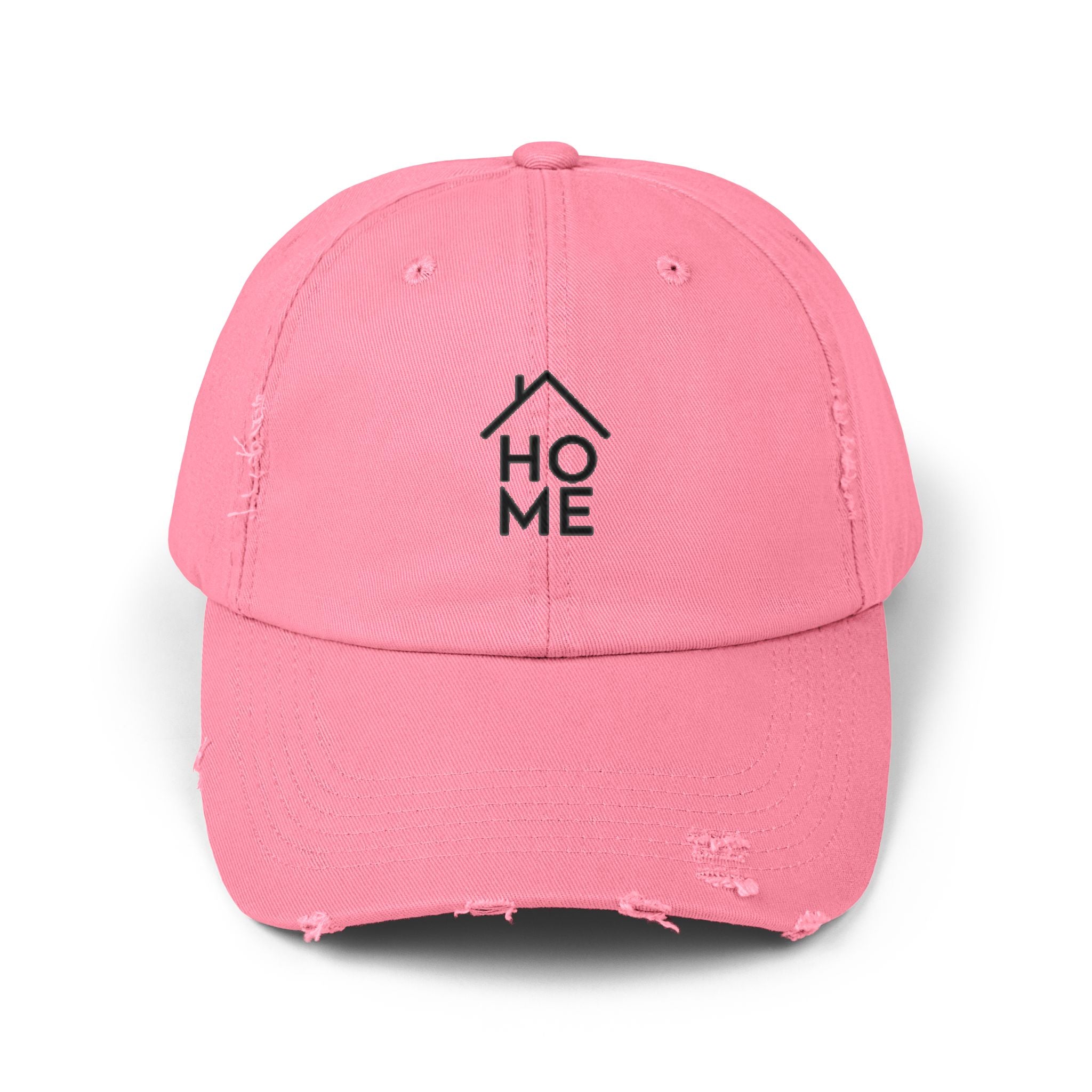 Distressed 'HOME' Baseball Cap – Minimal House Logo Dad Hat