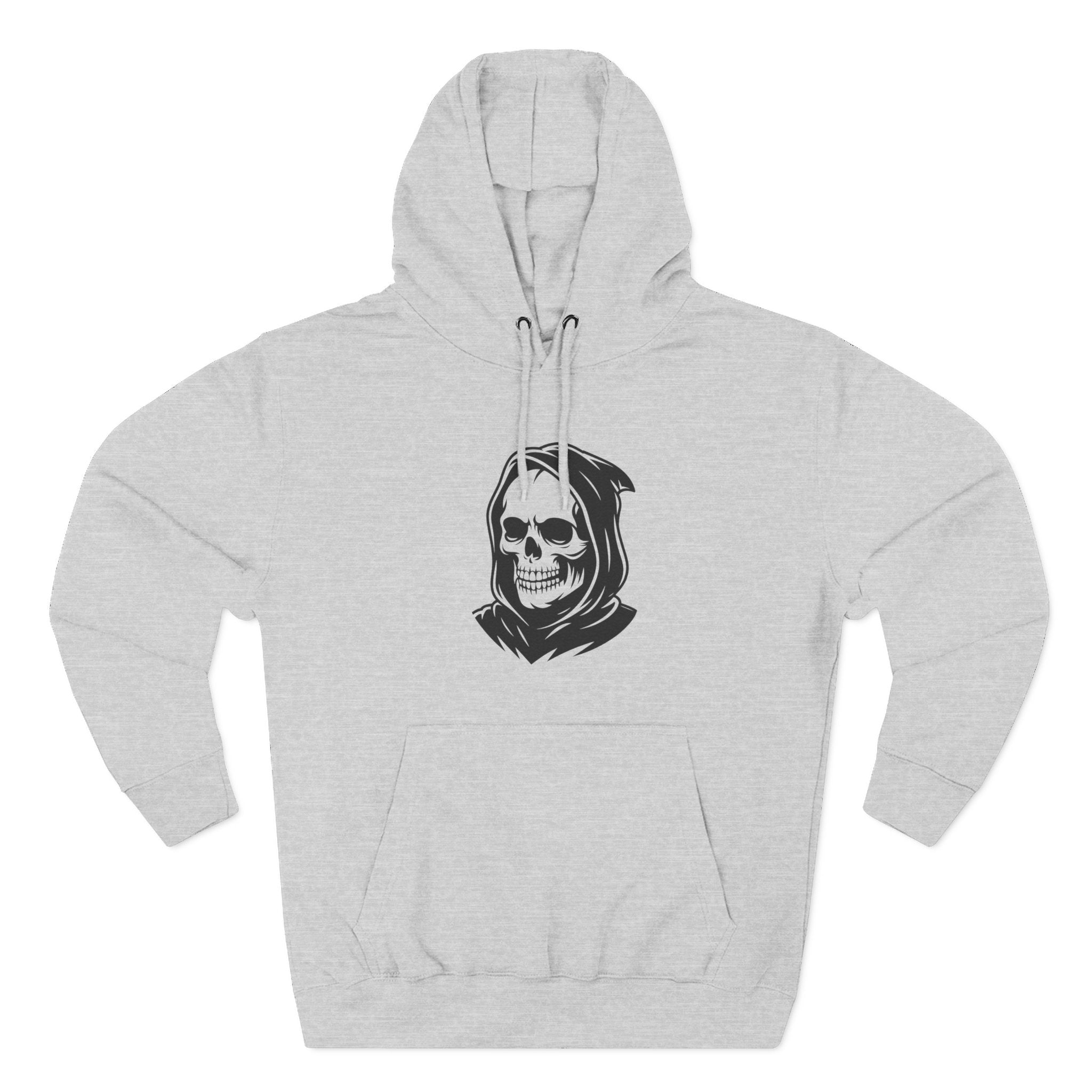 Grim Reaper Fleece Hoodie, Cozy Streetwear, Halloween Apparel, Casual Gift for Him/Her, Graphic Hoodie
