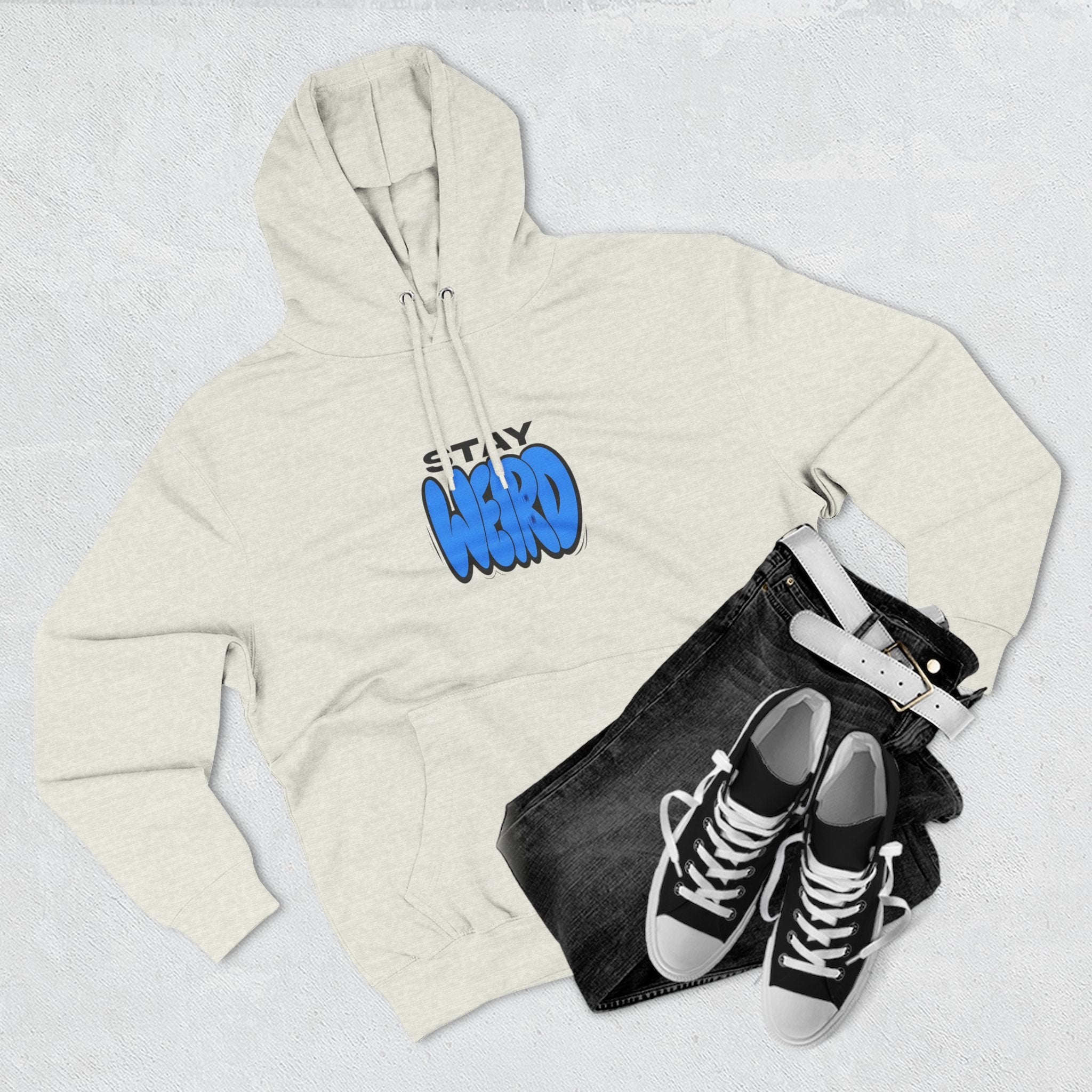 Stay Weird Hoodie — Cute Blue Graphic Fleece Pullover