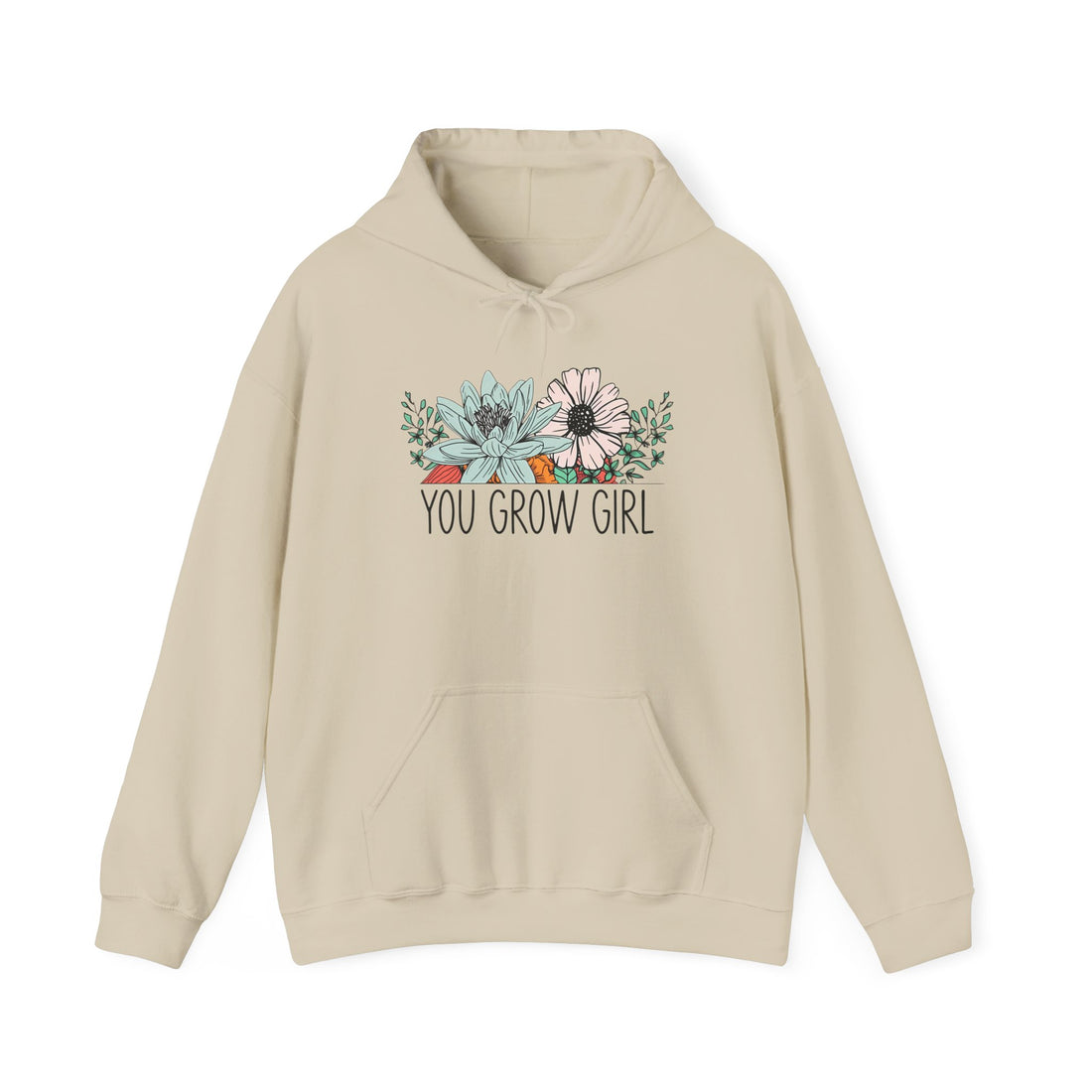 You Grow Girl Sweatshirt, Motivational Hoodie, Floral Sweatshirt, Inspirational Gift for Her, Spring Fashion Casual Wear