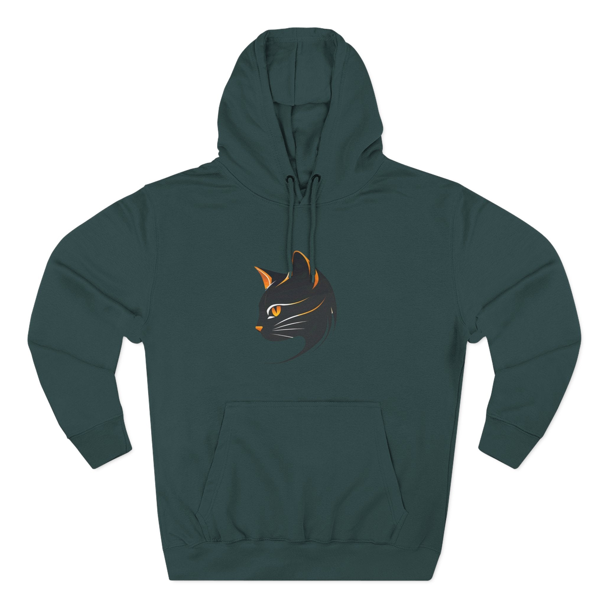 Cat Silhouette Fleece Hoodie, Cozy Cat Lover Gift, Warm Animal Hoodie, Perfect for Pet Owners, Cat-Themed Apparel