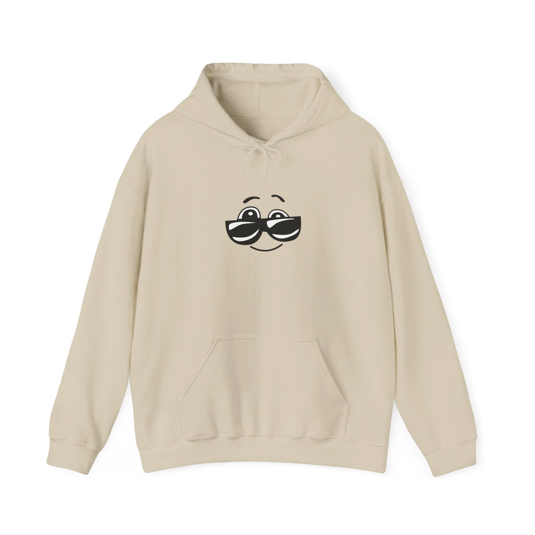 Smirking Sunglasses Face Hoodie - Cool Emoji Graphic Sweatshirt