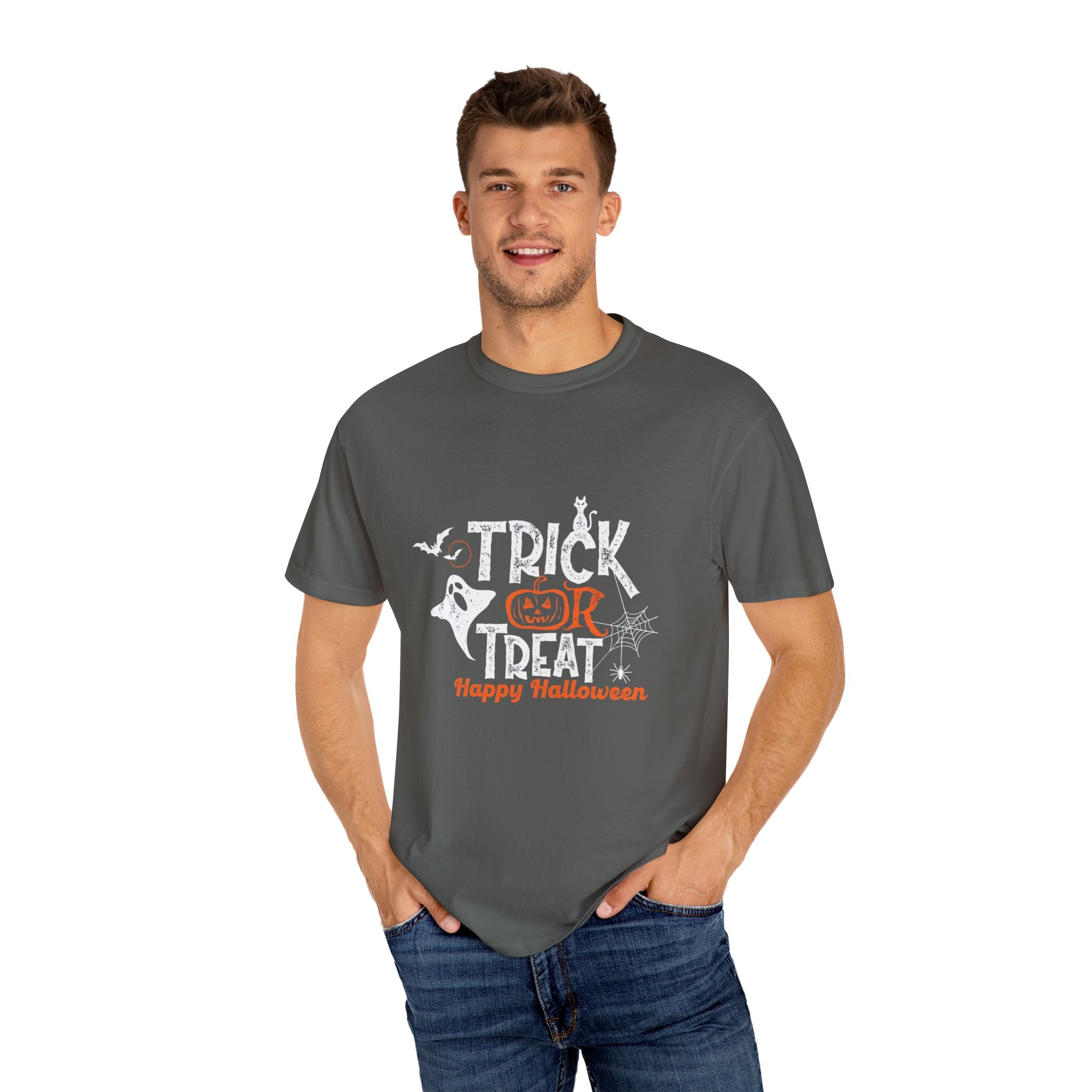 Halloween Trick or Treat T-Shirt, Spooky T-Shirt, Unisex Halloween Apparel, Funny Halloween Gift, October Party Shirt, Casual Halloween Wear