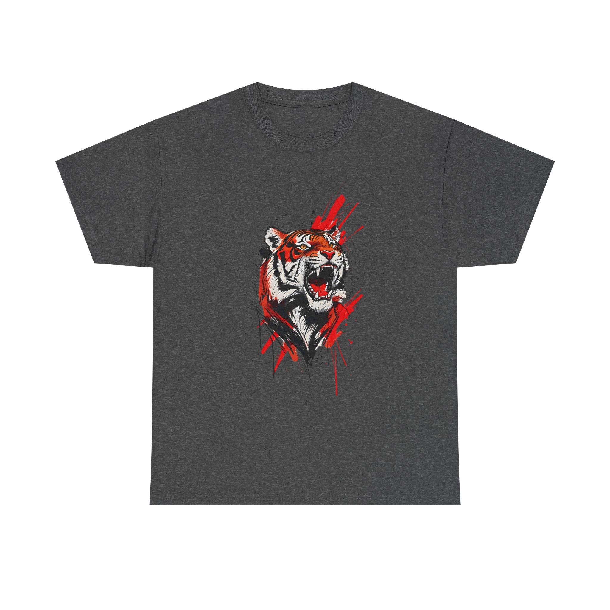 Ferocious Tiger Unisex Heavy Cotton Tee, Animal Lover Shirt, Graphic Tee, Wildlife Shirt, Gift for Her, Gift for Him