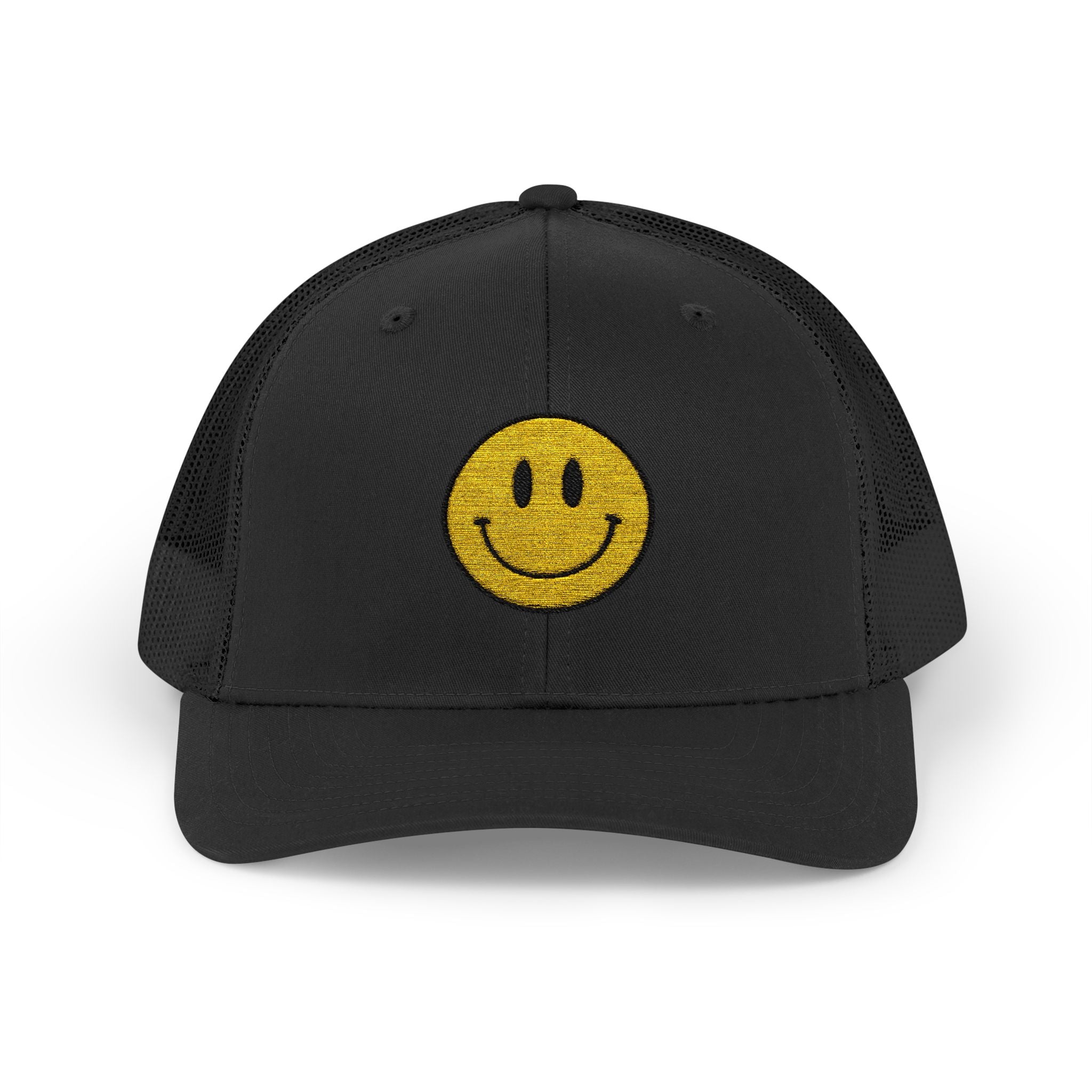 Happy Smile Snapback Trucker Cap - Playful Outdoor Hat, Perfect Gift for Friends, Festivals, Everyday Wear, Smiley Design