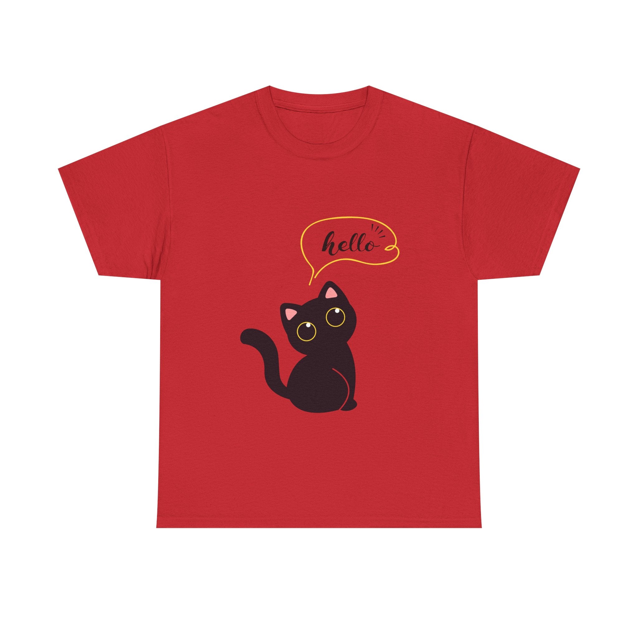 Cute Cat Hello Tee, Unisex Cotton Shirt, Cat Lover Gift, Funny Cat T-Shirt, Pet Lover Merchandise, Cozy Everyday Wear