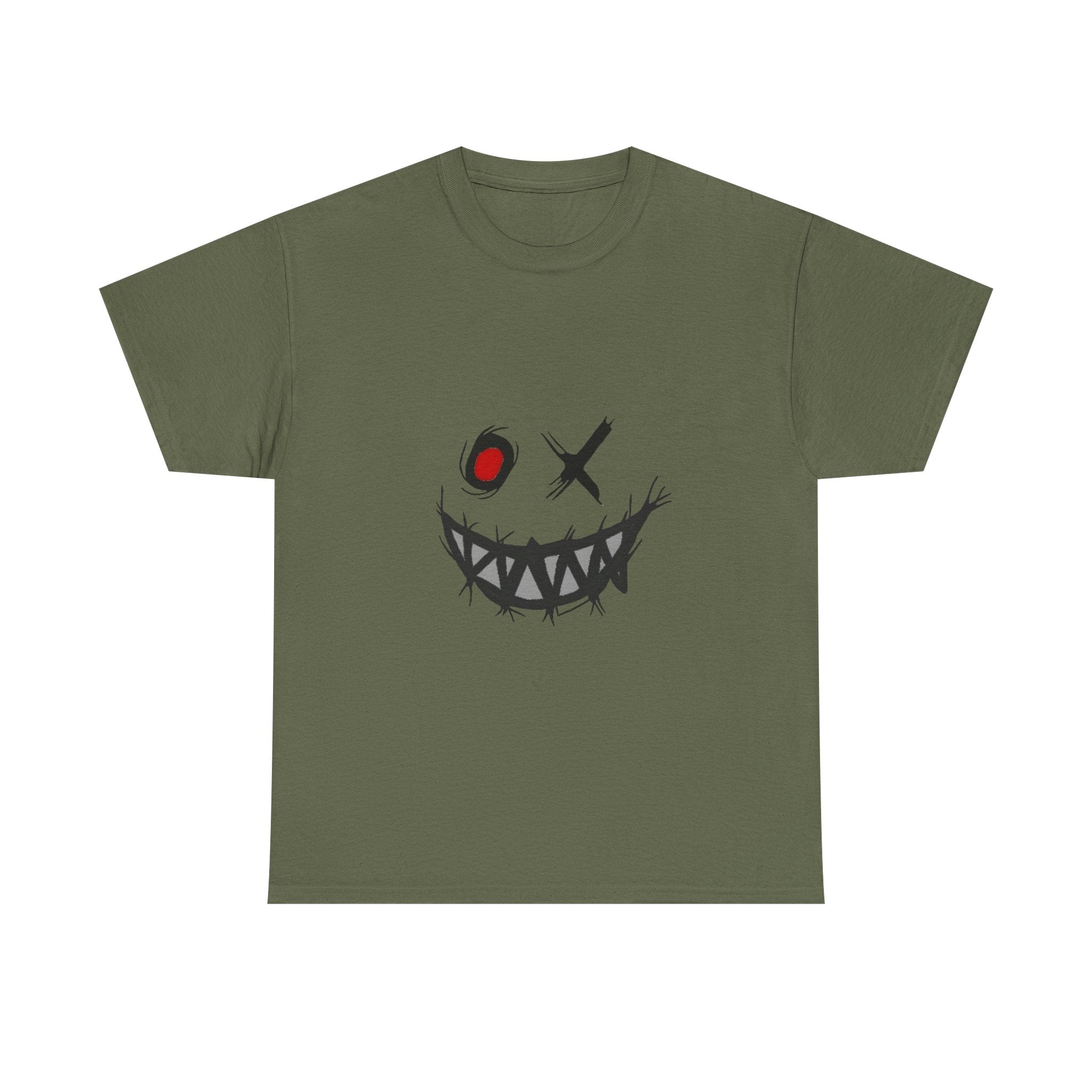 Playful Smile Unisex Heavy Cotton Tee - Perfect for Halloween, Gift for Friends, Casual Wear, Graphic Tee, Unique Style