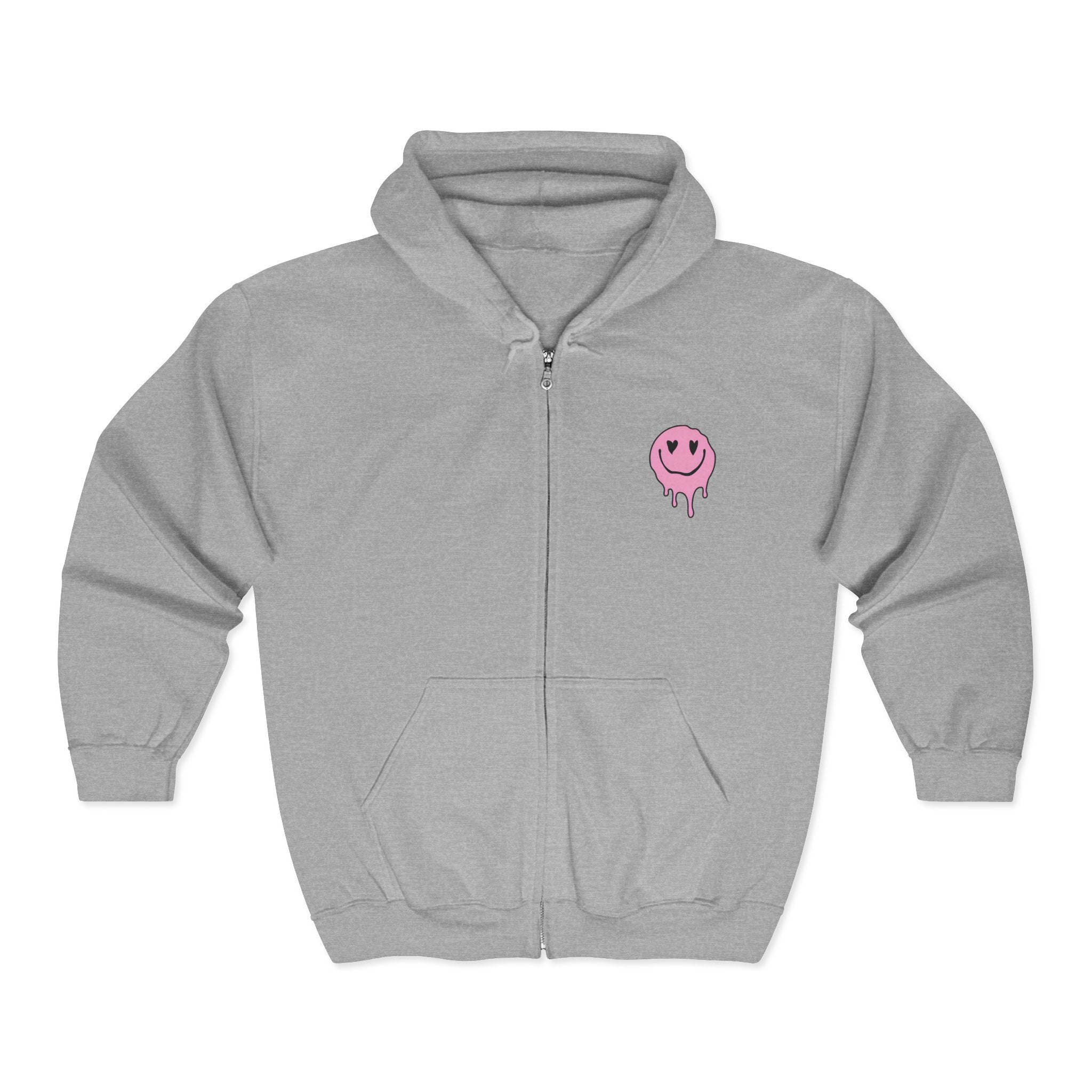 Smiley Face Zip Hoodie | Comfortable Lounge Wear, Gift for Friends, Casual Fashion, Stylish Streetwear, Perfect for Any Season