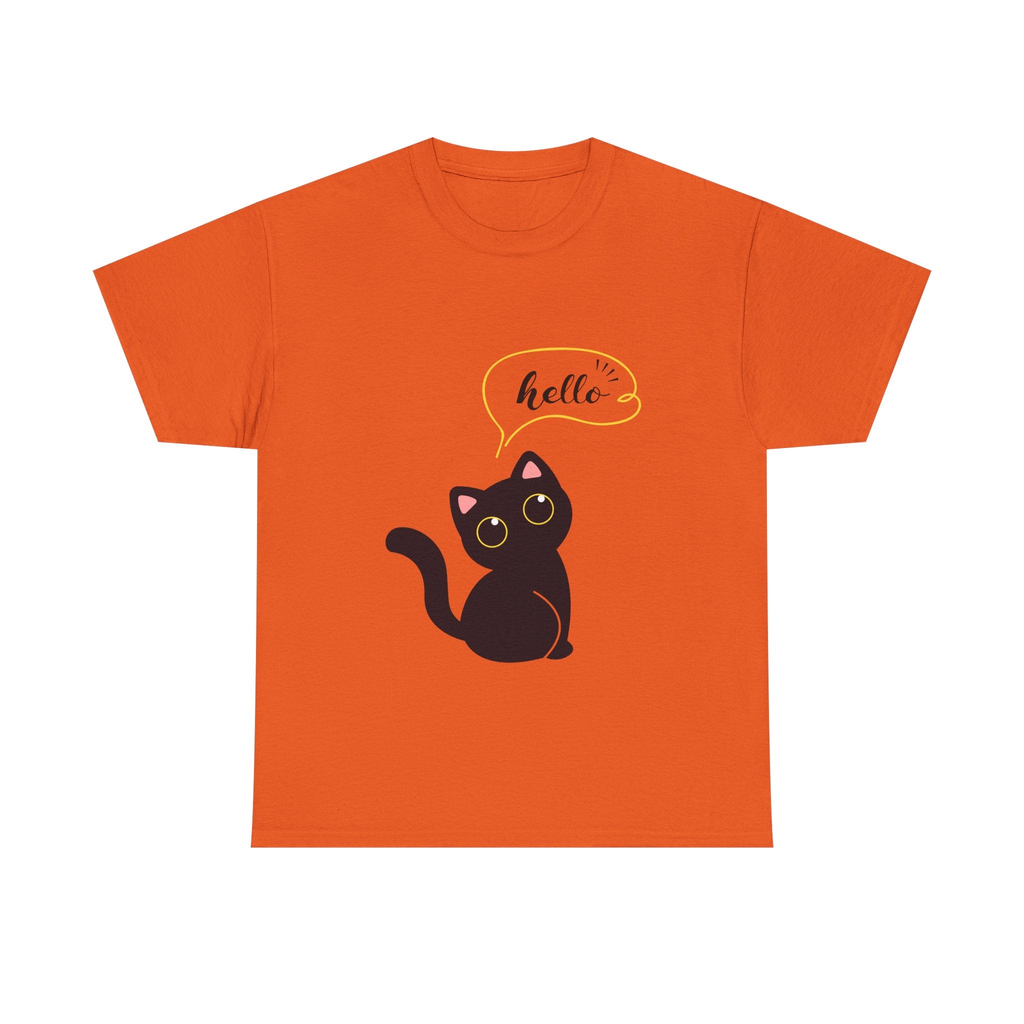 Cute Cat Hello Tee, Unisex Cotton Shirt, Cat Lover Gift, Funny Cat T-Shirt, Pet Lover Merchandise, Cozy Everyday Wear