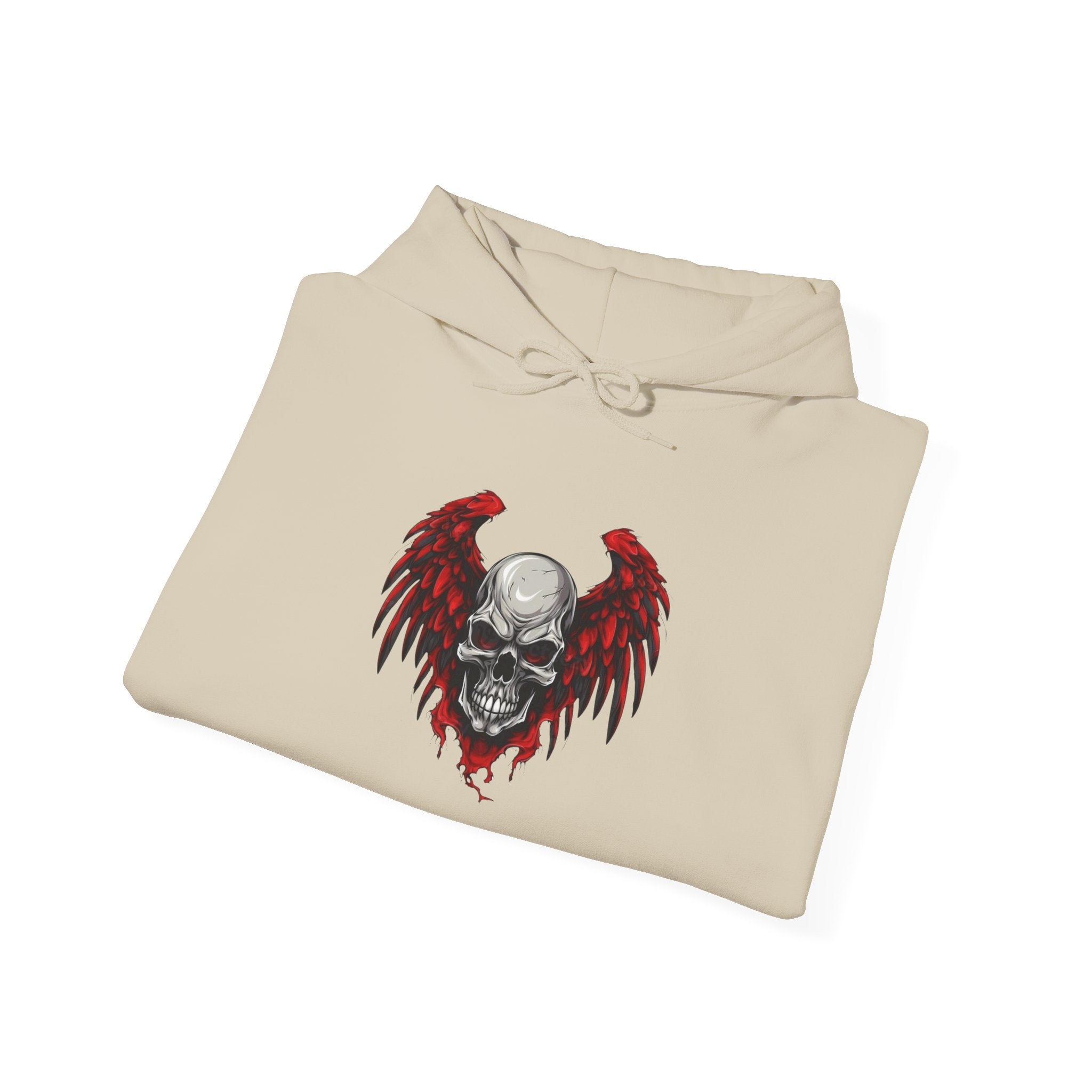 Gothic Skull Wings Hooded Sweatshirt - Perfect for Halloween, Casual Wear, Alternative Style, Gifts for Him/Her, Streetwear