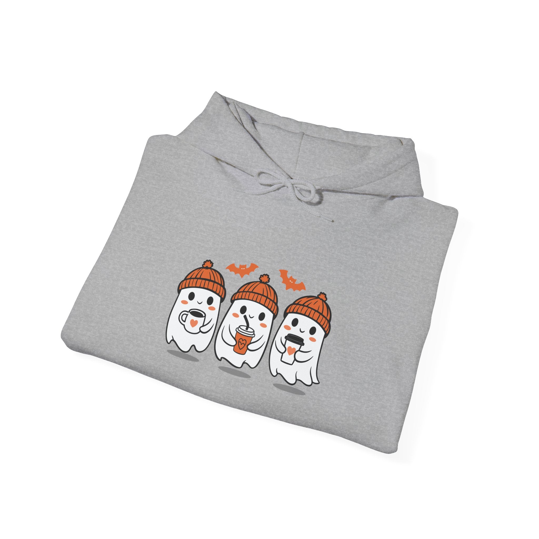 Festive Ghost Hoodie with Holiday Charm, Perfect for Halloween, Cozy Gift for Friends, Unisex Pullover, Casual Wear, Fall Celebration