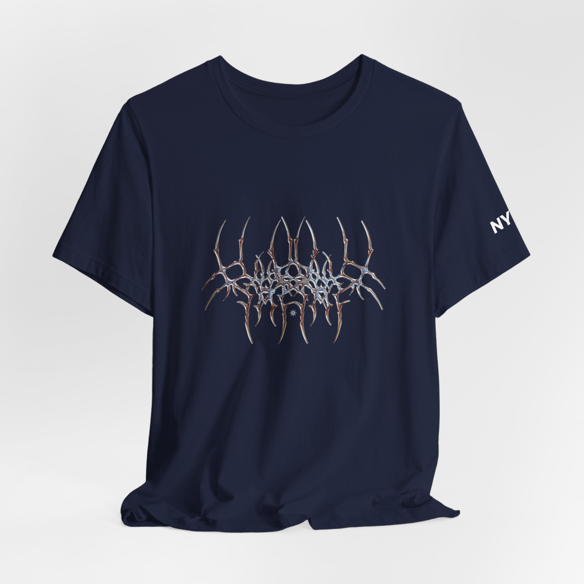 Gothic Spider Web Graphic Tee — Trippy Dark Metal Design