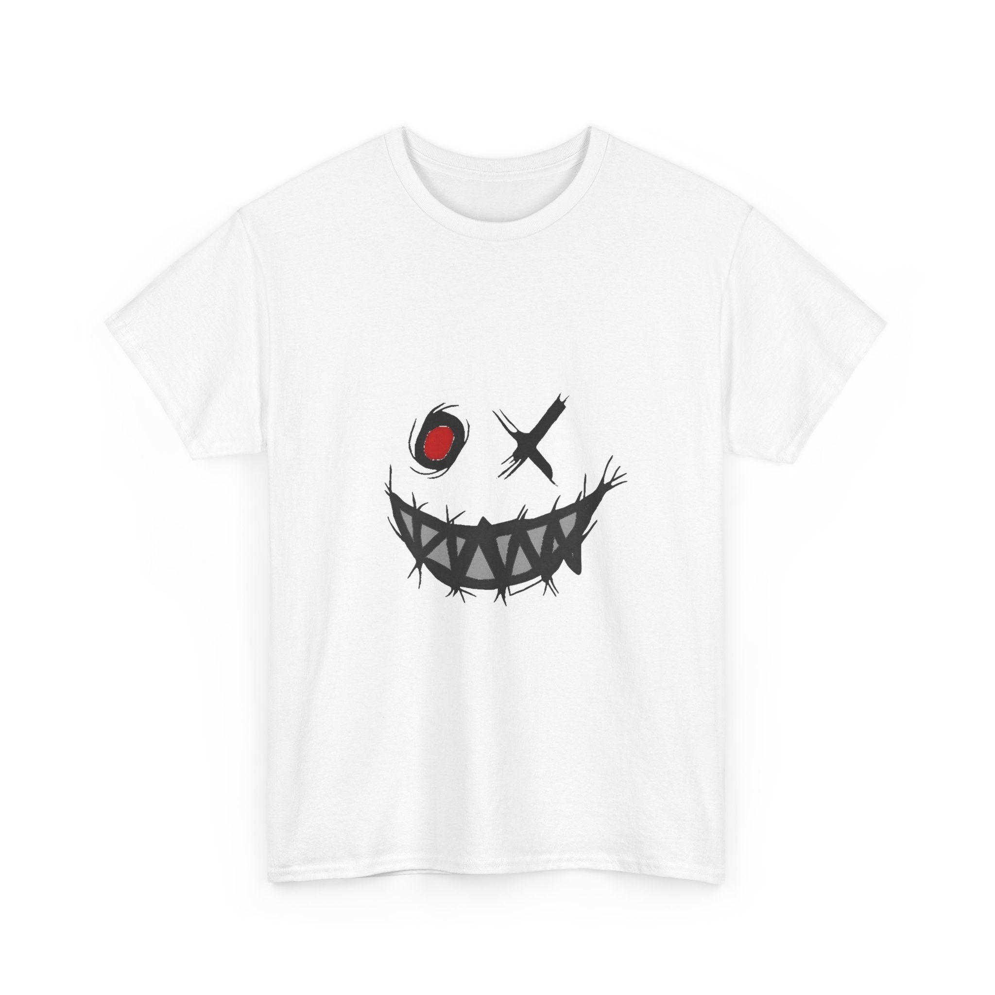 Playful Smile Unisex Heavy Cotton Tee - Perfect for Halloween, Gift for Friends, Casual Wear, Graphic Tee, Unique Style