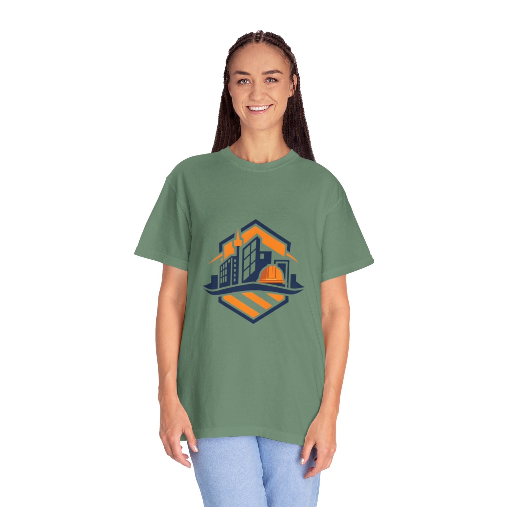 Real Estate Logo T-Shirt — Modern Cityscape Home Builder Graphic Tee