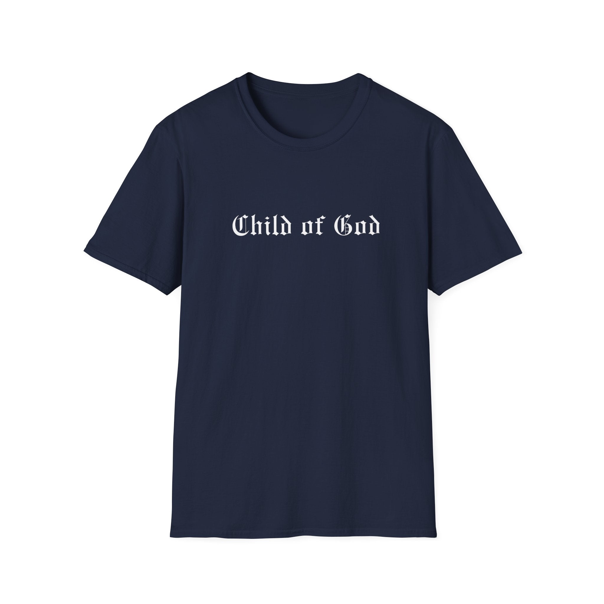 Child of God T-Shirt — Gothic Script Faith Tee with Bible Verse (Christian Apparel)