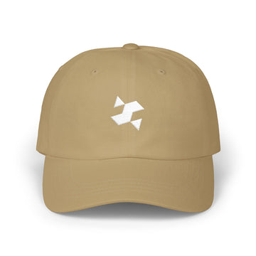 Dad Cap — Minimal White Abstract Star Embroidered Baseball Hat