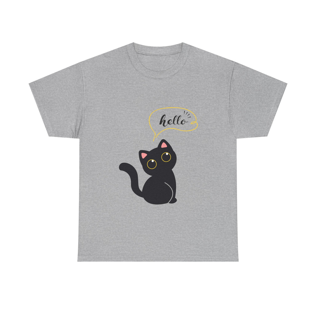 Cute Cat Hello Tee, Unisex Cotton Shirt, Cat Lover Gift, Funny Cat T-Shirt, Pet Lover Merchandise, Cozy Everyday Wear