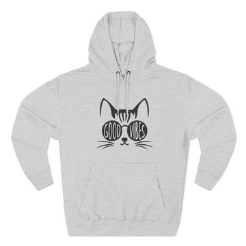 Good Vibes Cat Hoodie for Cozy Days, Cute Cat Lover Gift, Relaxed Fashion, Cat Themed Apparel, Perfect for Casual Wear