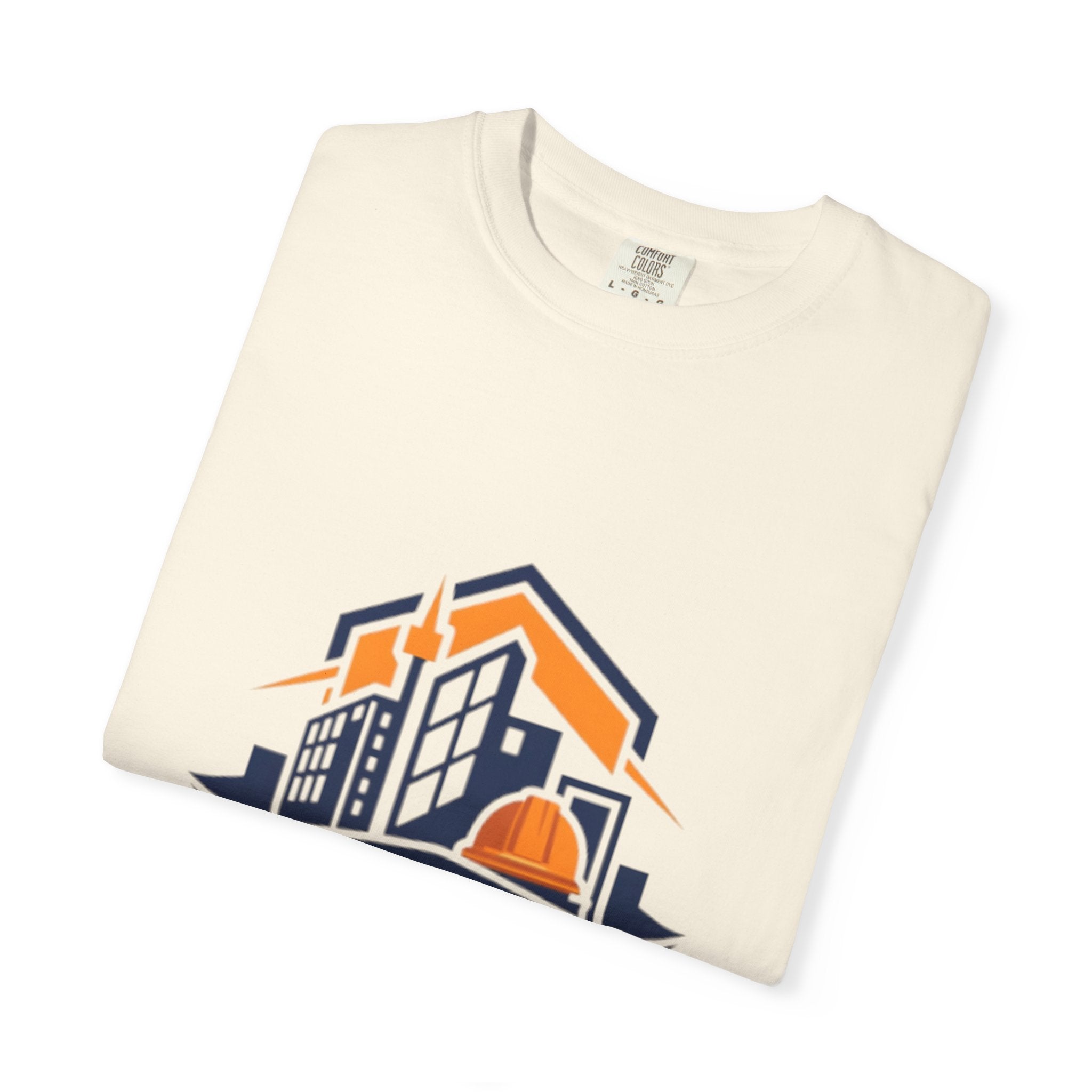 Real Estate Logo T-Shirt — Modern Cityscape Home Builder Graphic Tee