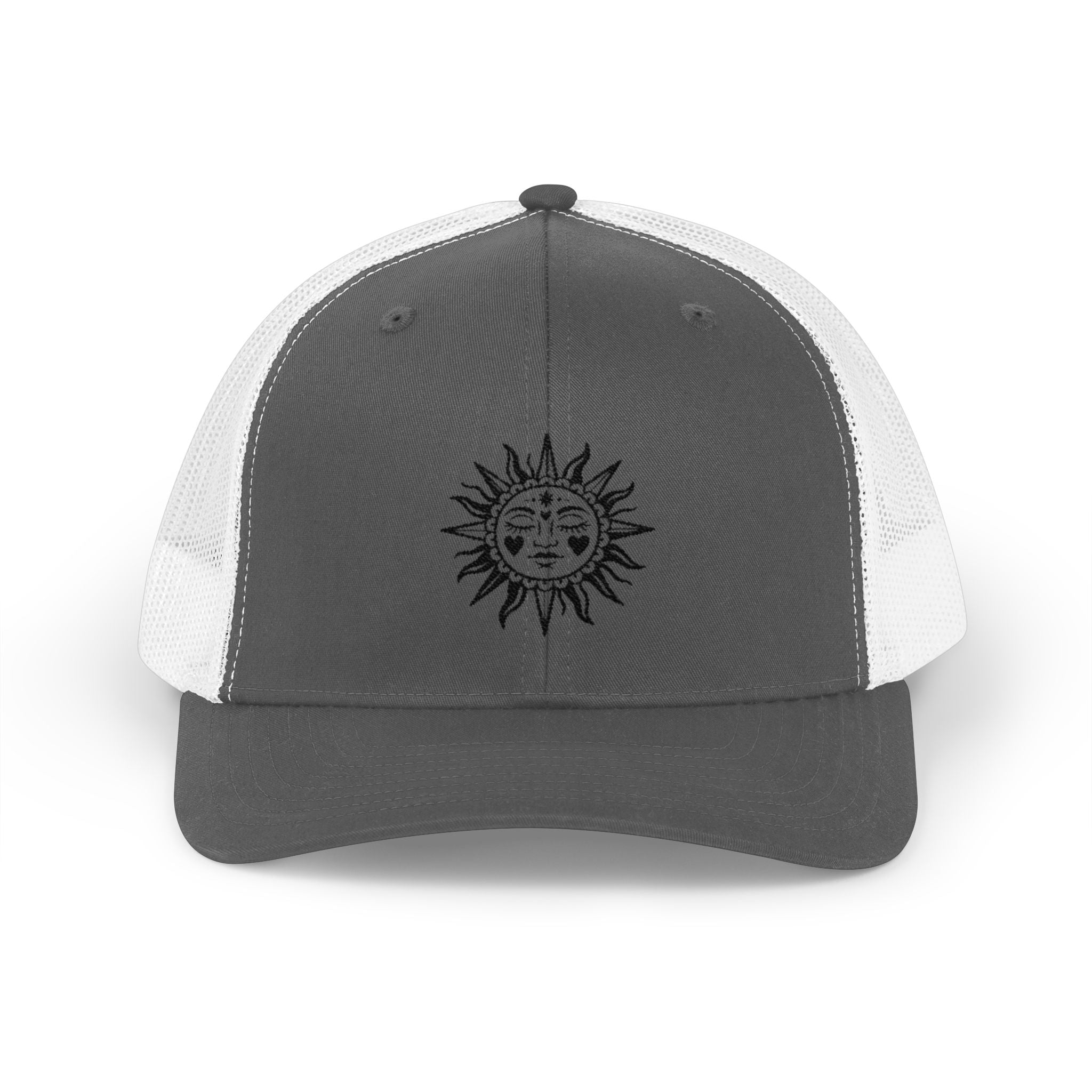 Sun Face Trucker Cap — Vintage Celestial Snapback Hat